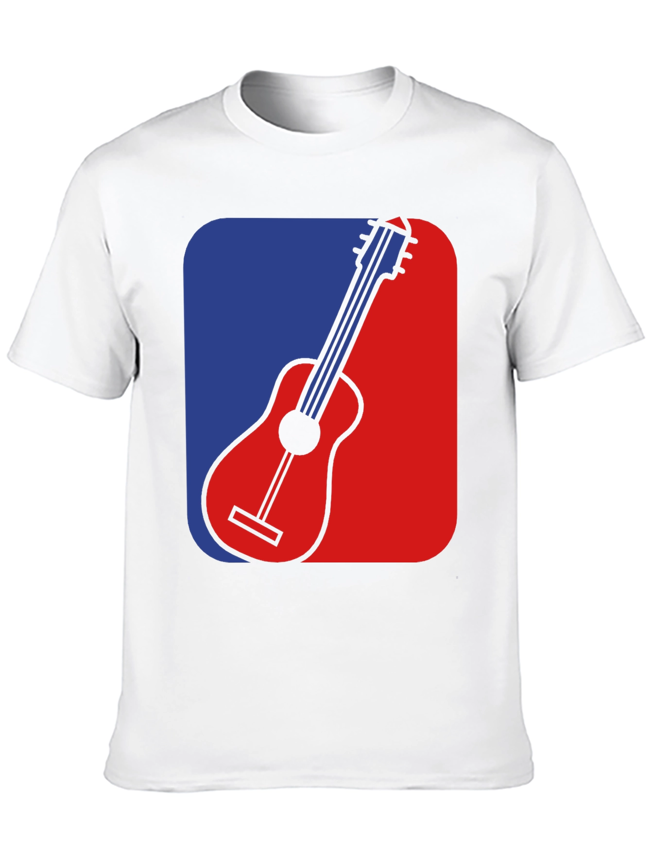 Black Guitar Graphic Tee - Blue & Red Design, Black T-Shirt view 10
