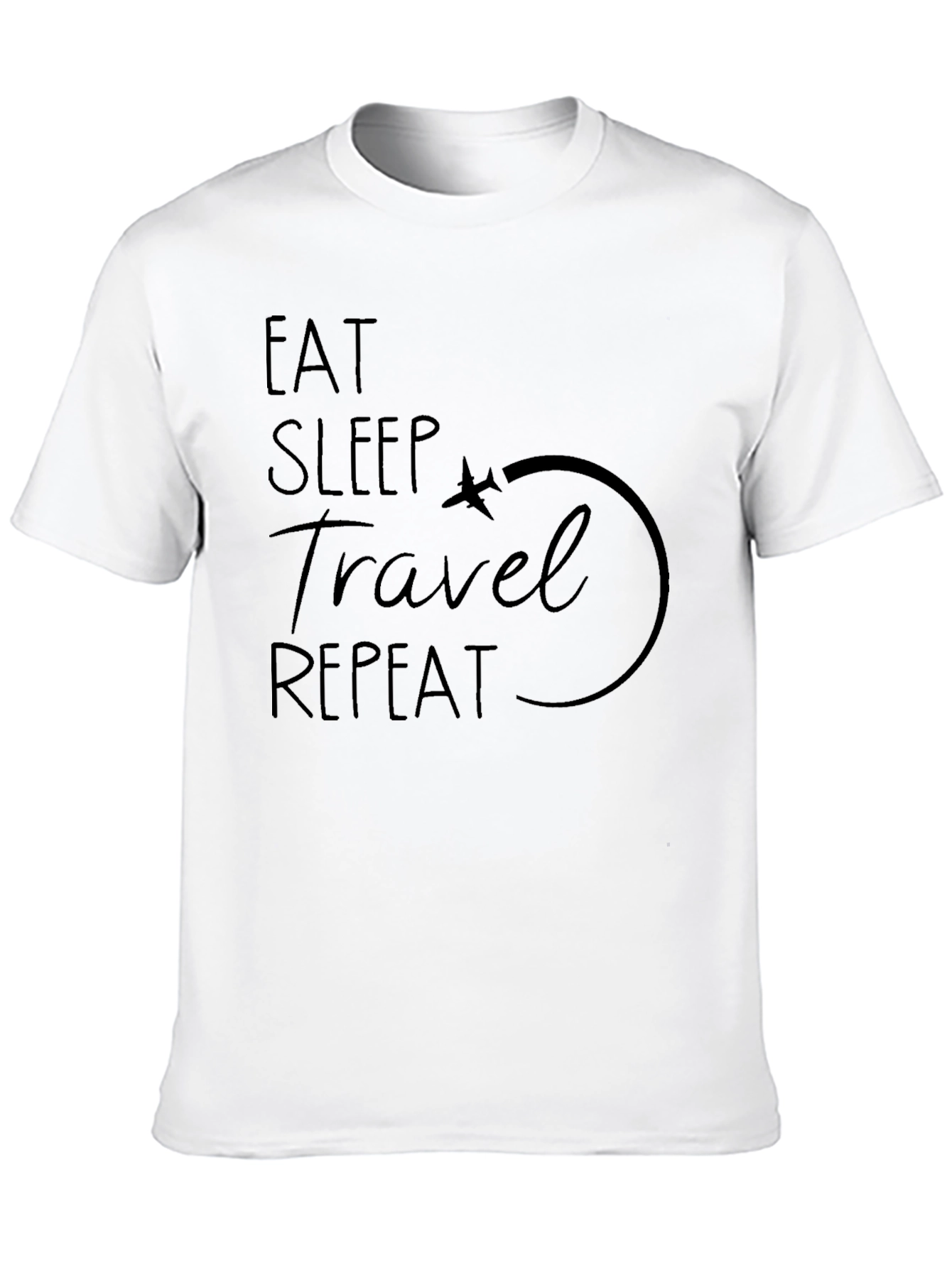 Eat Sleep Travel Repeat Black Graphic Tee - 10