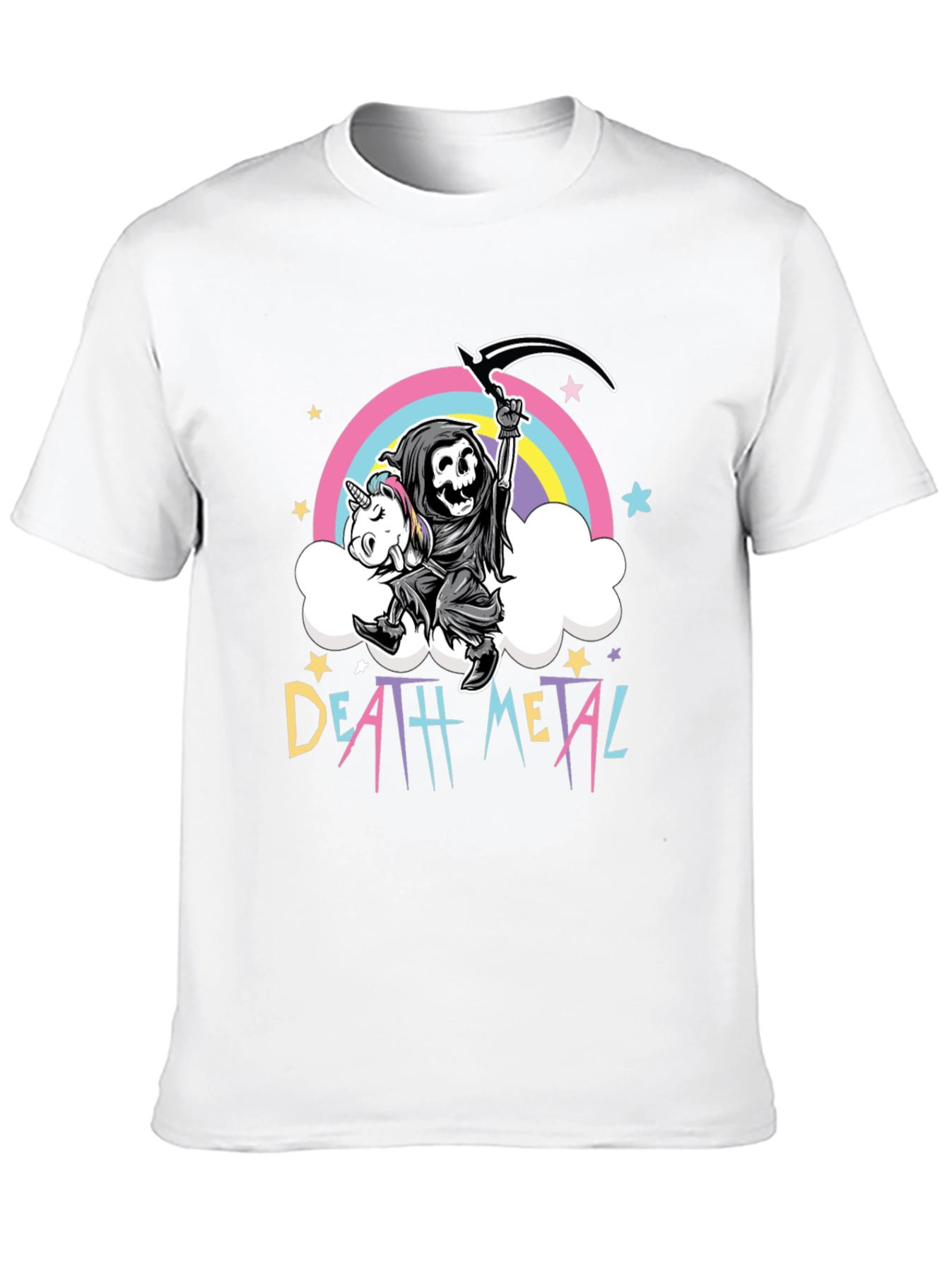 Black Death Metal Grim Reaper Unicorn T-Shirt view 10