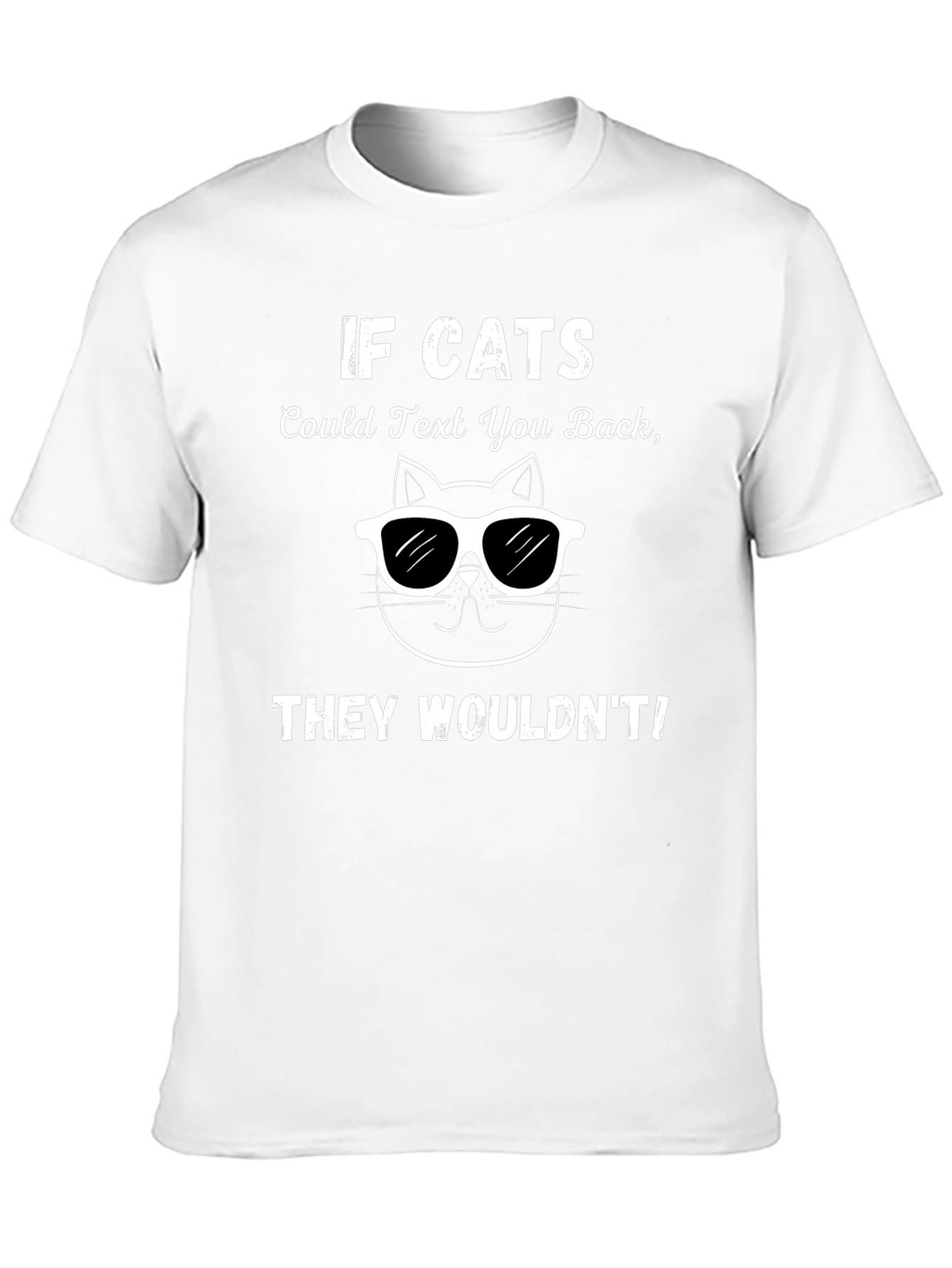 Black Funny "If Cats Could Text" Black T-Shirt view 10