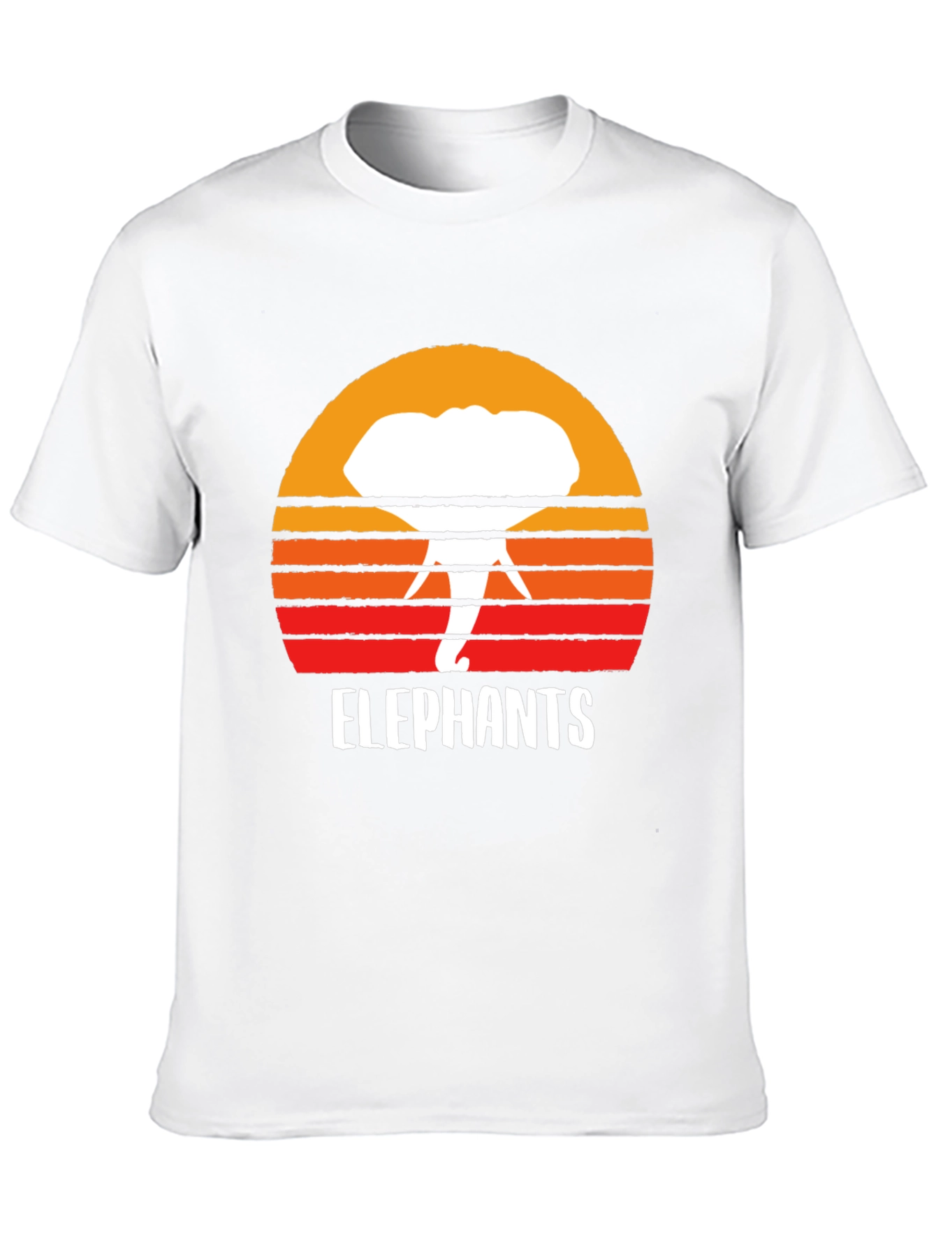 Black Elephant Sunset Graphic Tee - Retro Style Black T-Shirt view 10