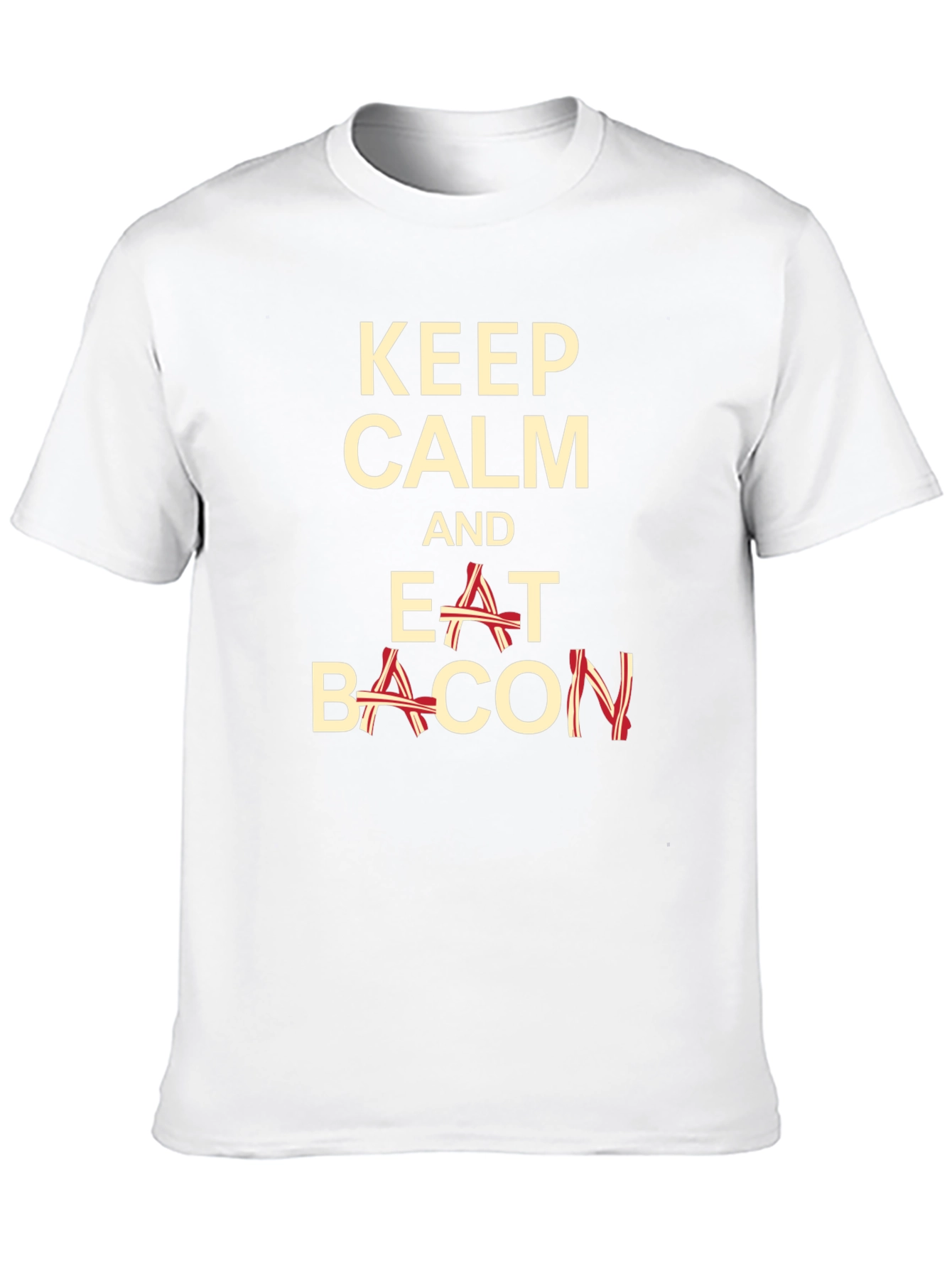 Black Keep Calm and Eat Bacon Funny T-Shirt view 10