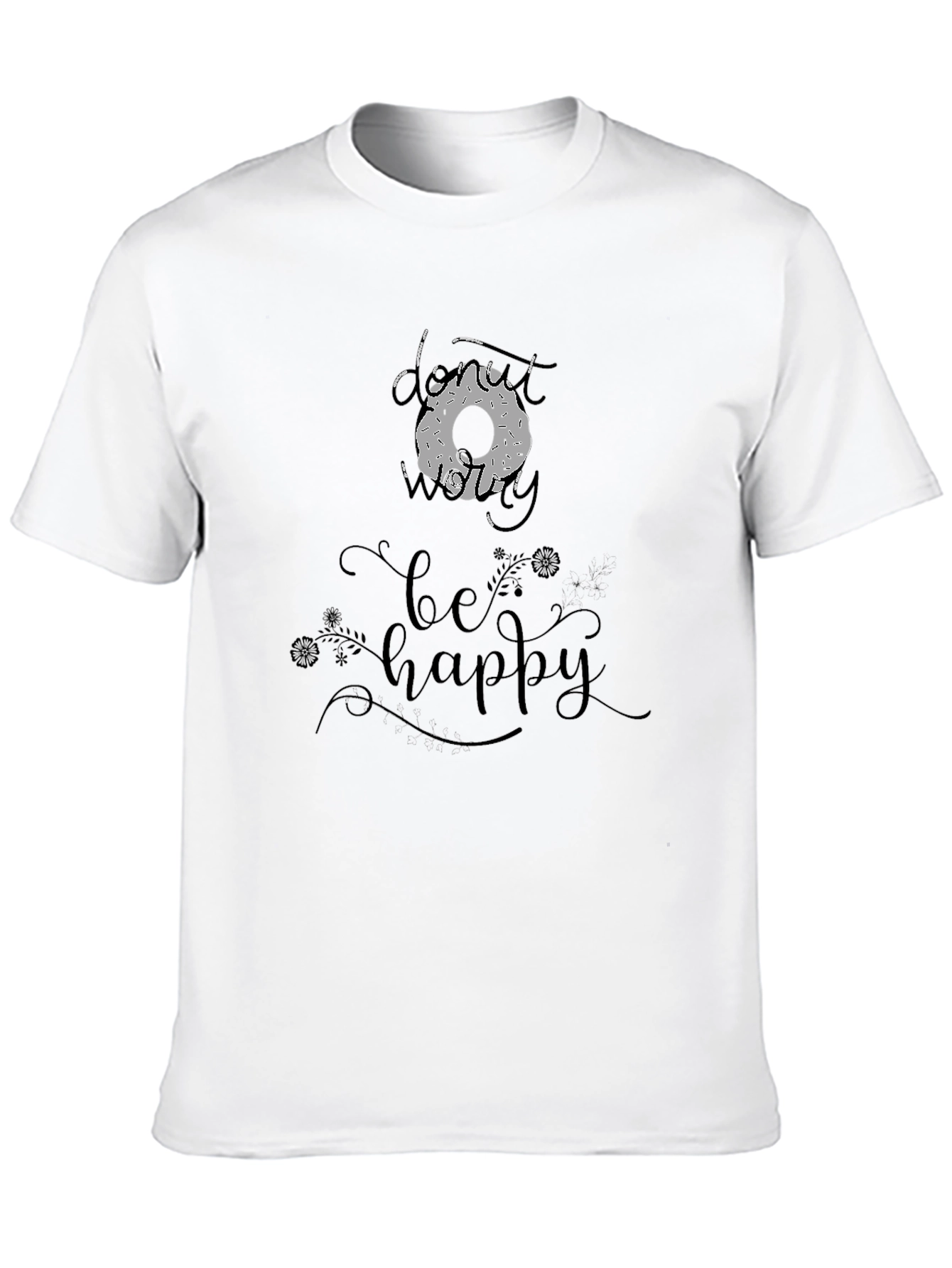 Black Donut Worry Be Happy Graphic T-Shirt view 10