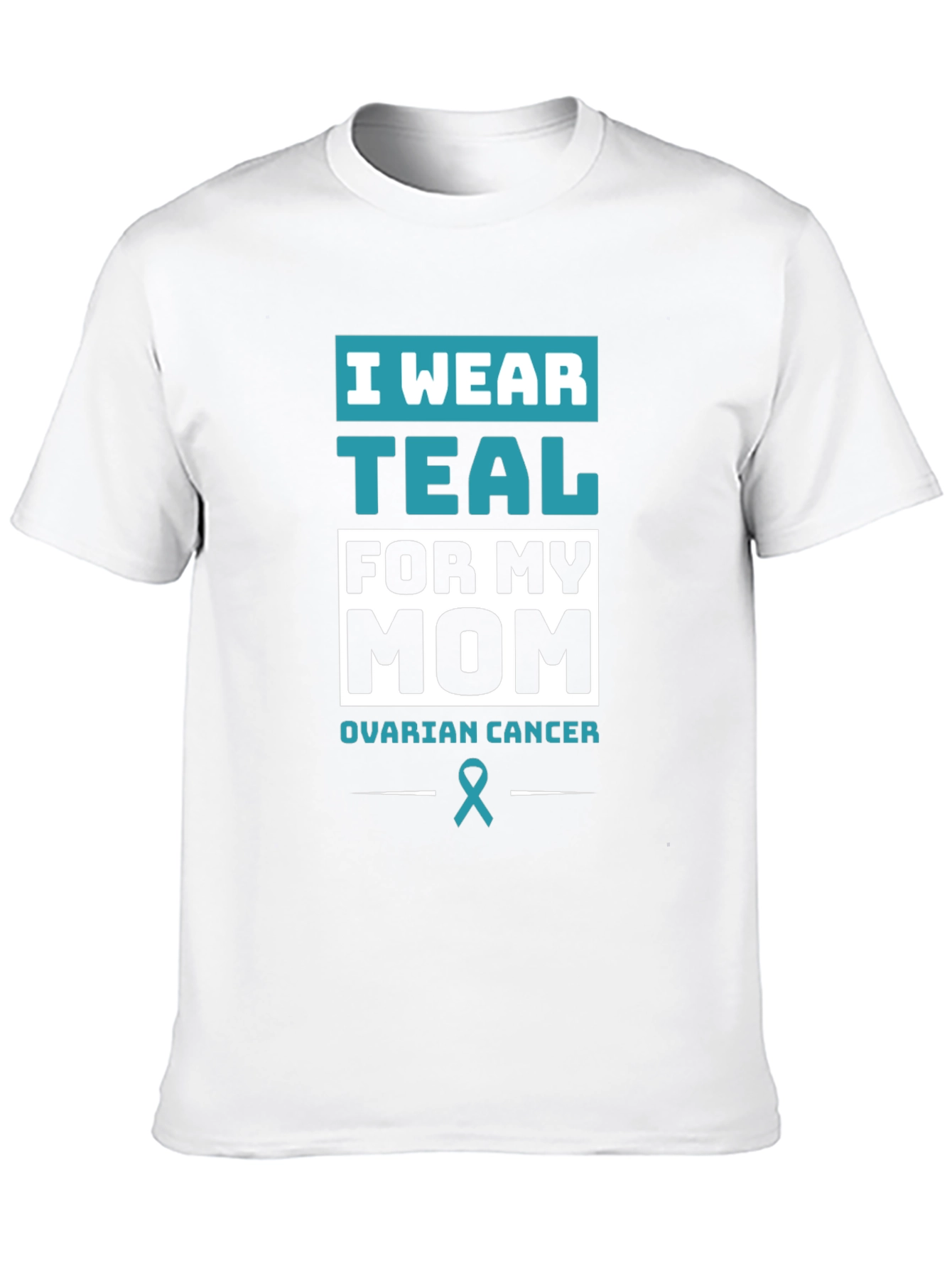 Black Teal Ribbon Ovarian Cancer Awareness T-Shirt view 10