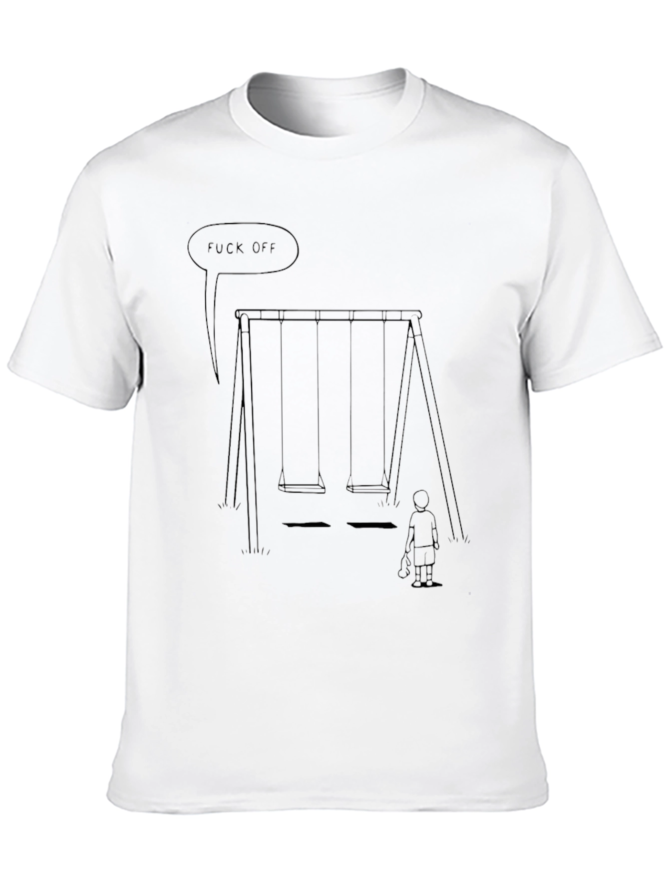 Black Dark Humor Graphic Tee - Playground 'Fuck Off' Print view 10