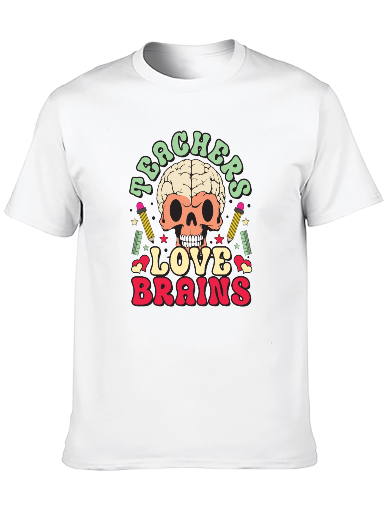 Black Teachers Love Brains Graphic Tee - Funny Skull T-Shirt view 10
