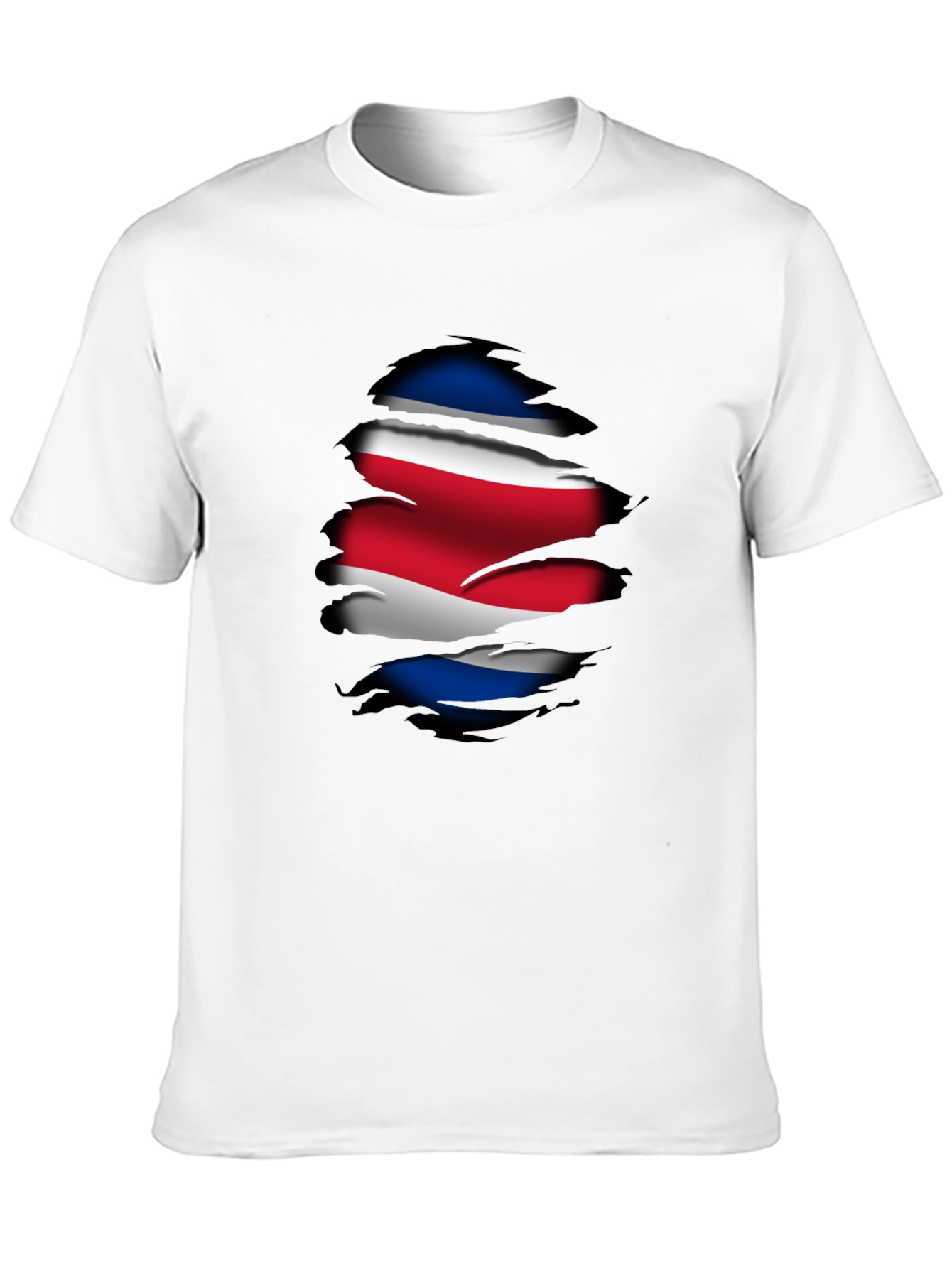 Costa Rica Flag Ripped Black T-Shirt - 10