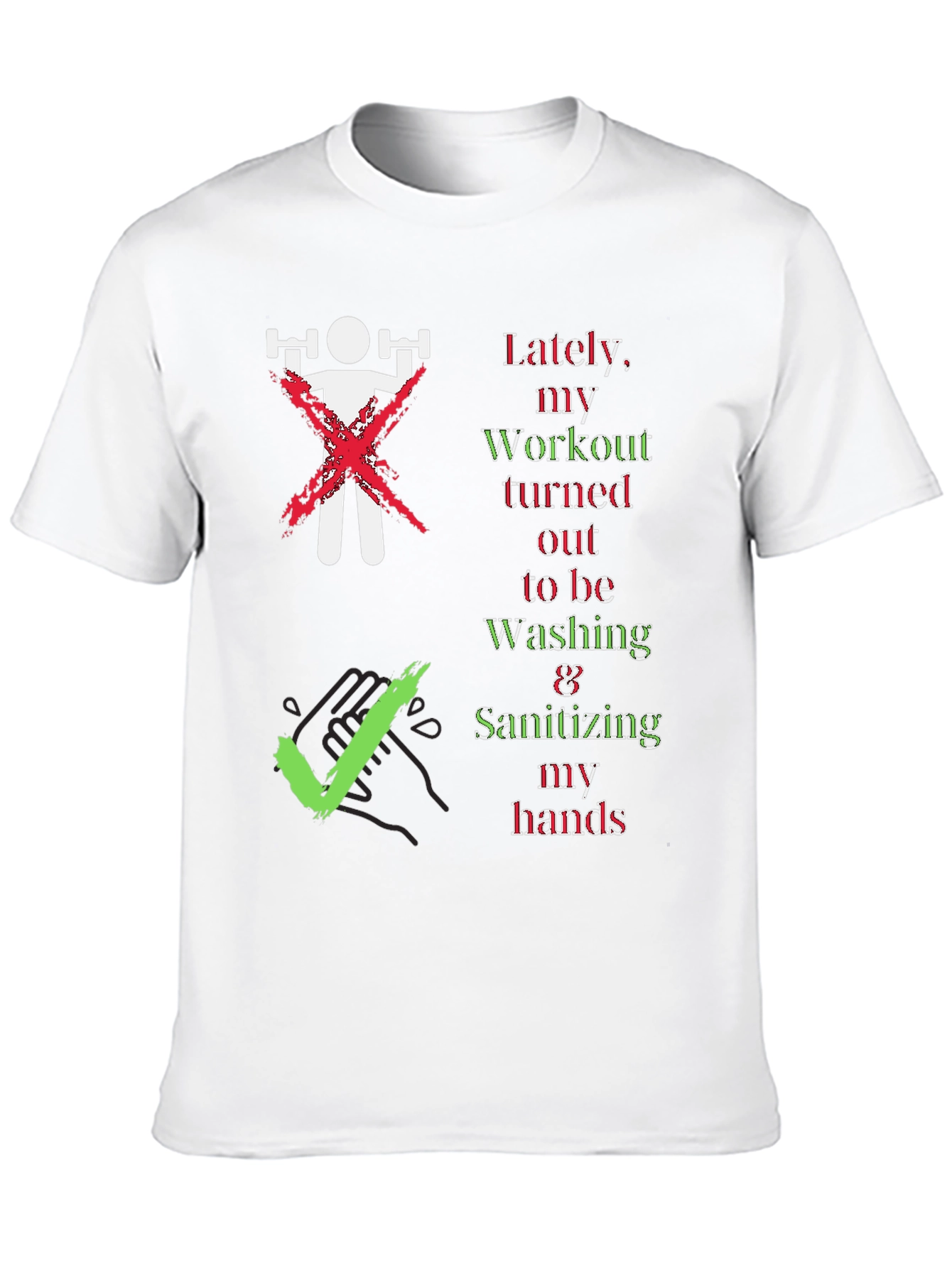Black Workout to Washing Hands T-Shirt - Unisex Novelty Tee view 10