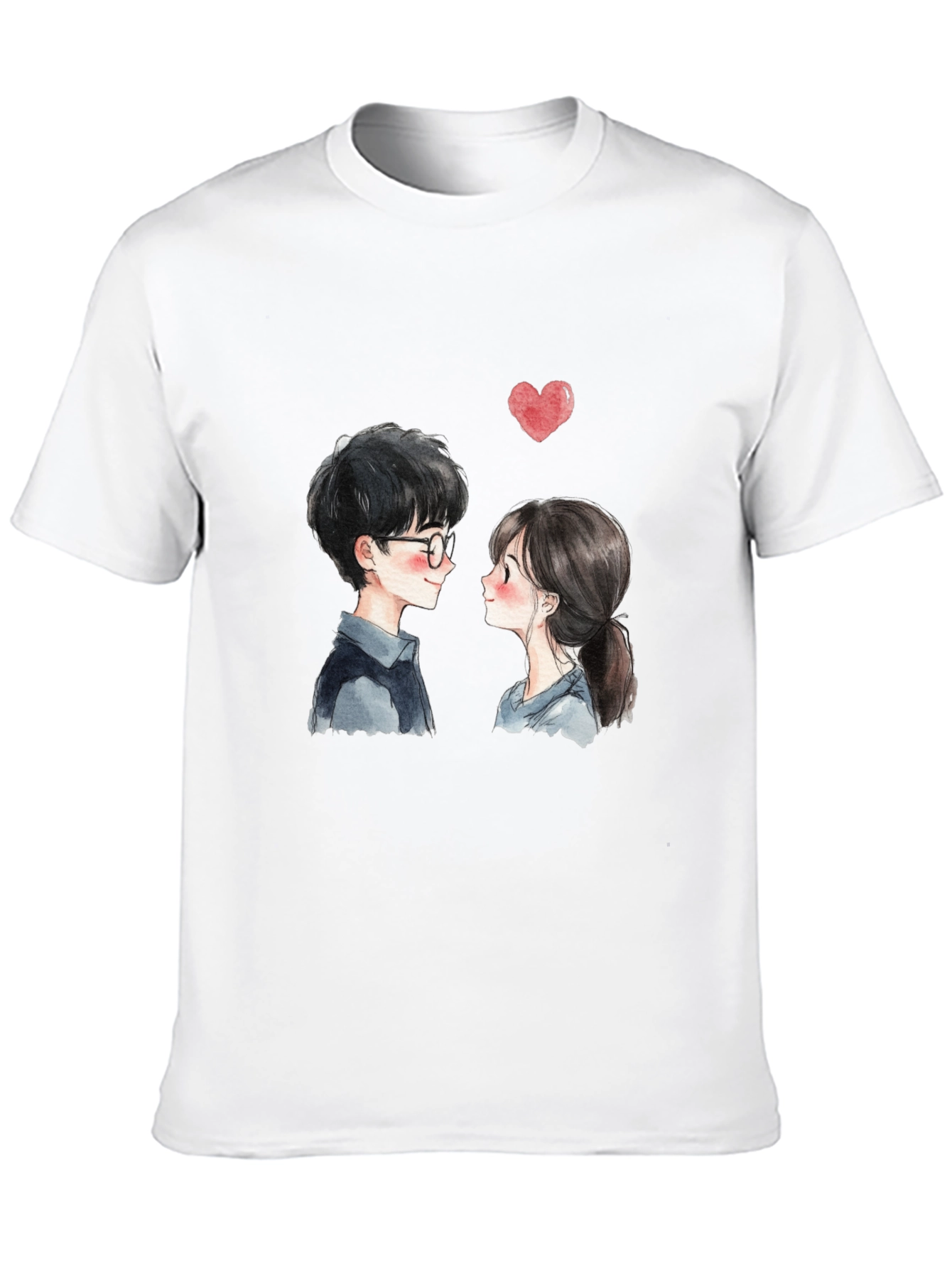 Black Cute Couple Graphic Tee - Black Casual T-Shirt view 10