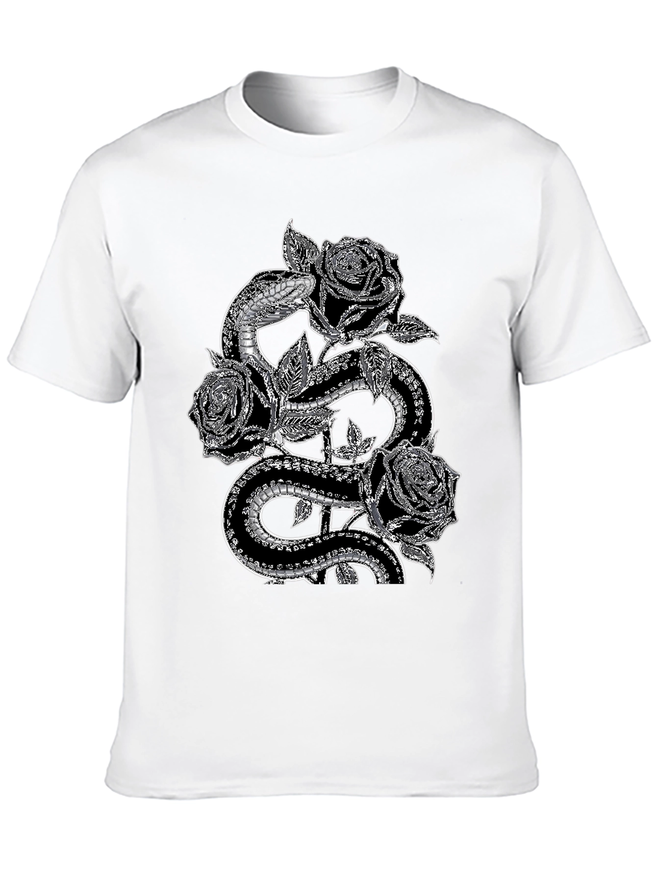 Black Snake & Roses Graphic Tee - Stylish Black T-Shirt view 10