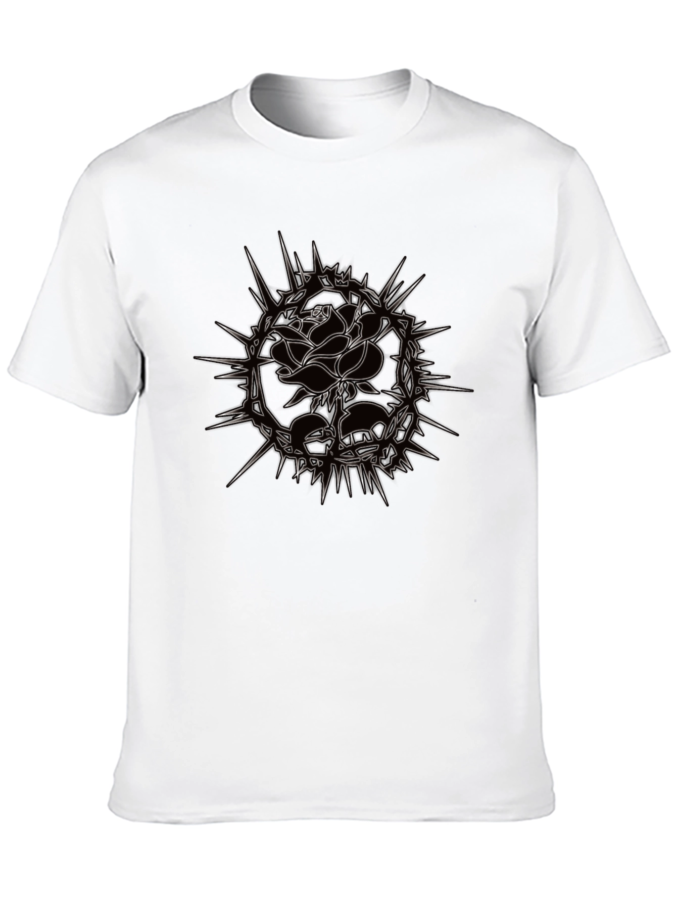 Black Edgy Rose Graphic Tee - Black Cotton T-Shirt view 10