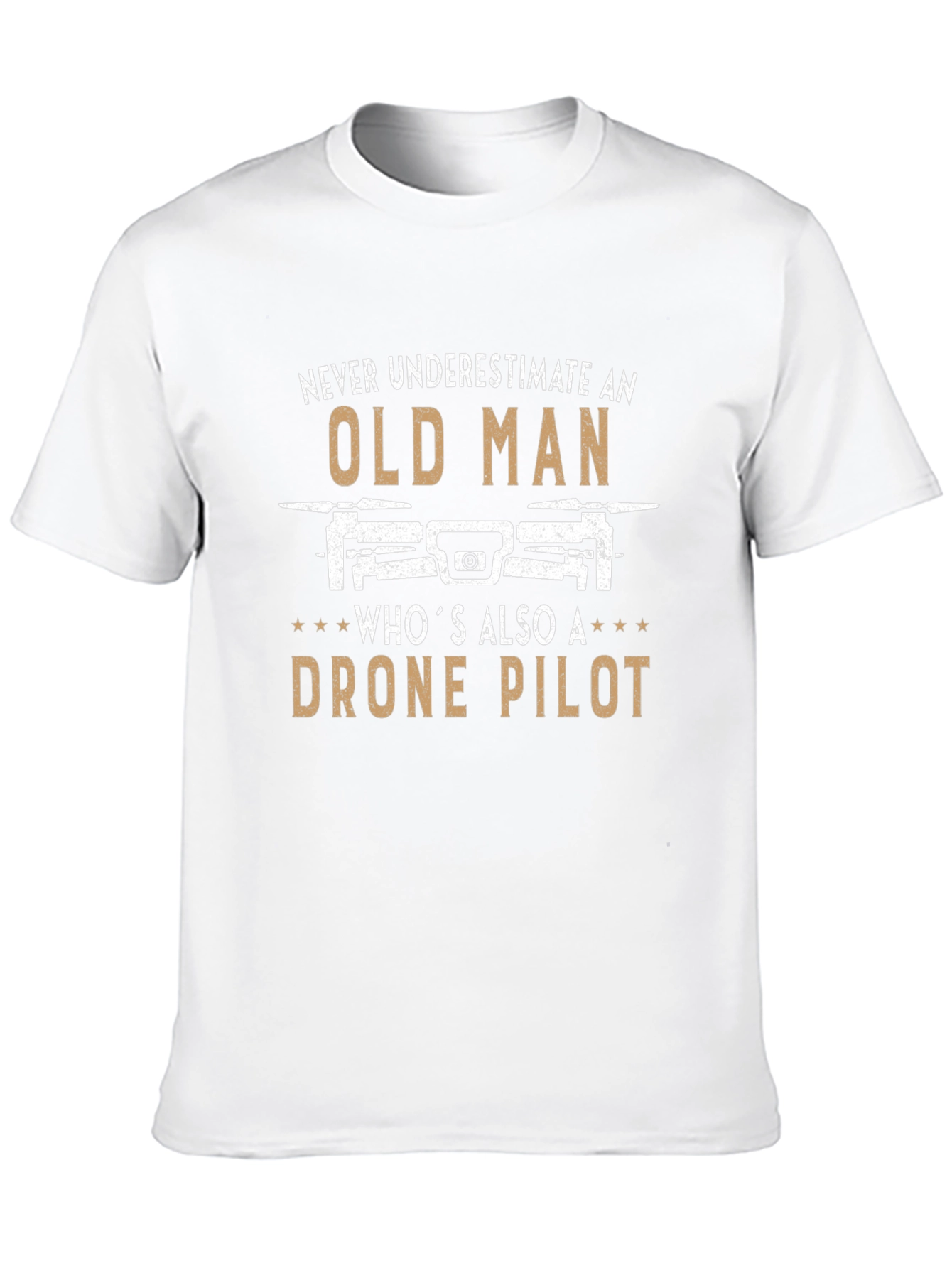 Black Old Man Drone Pilot T-Shirt - Funny Novelty Tee view 10
