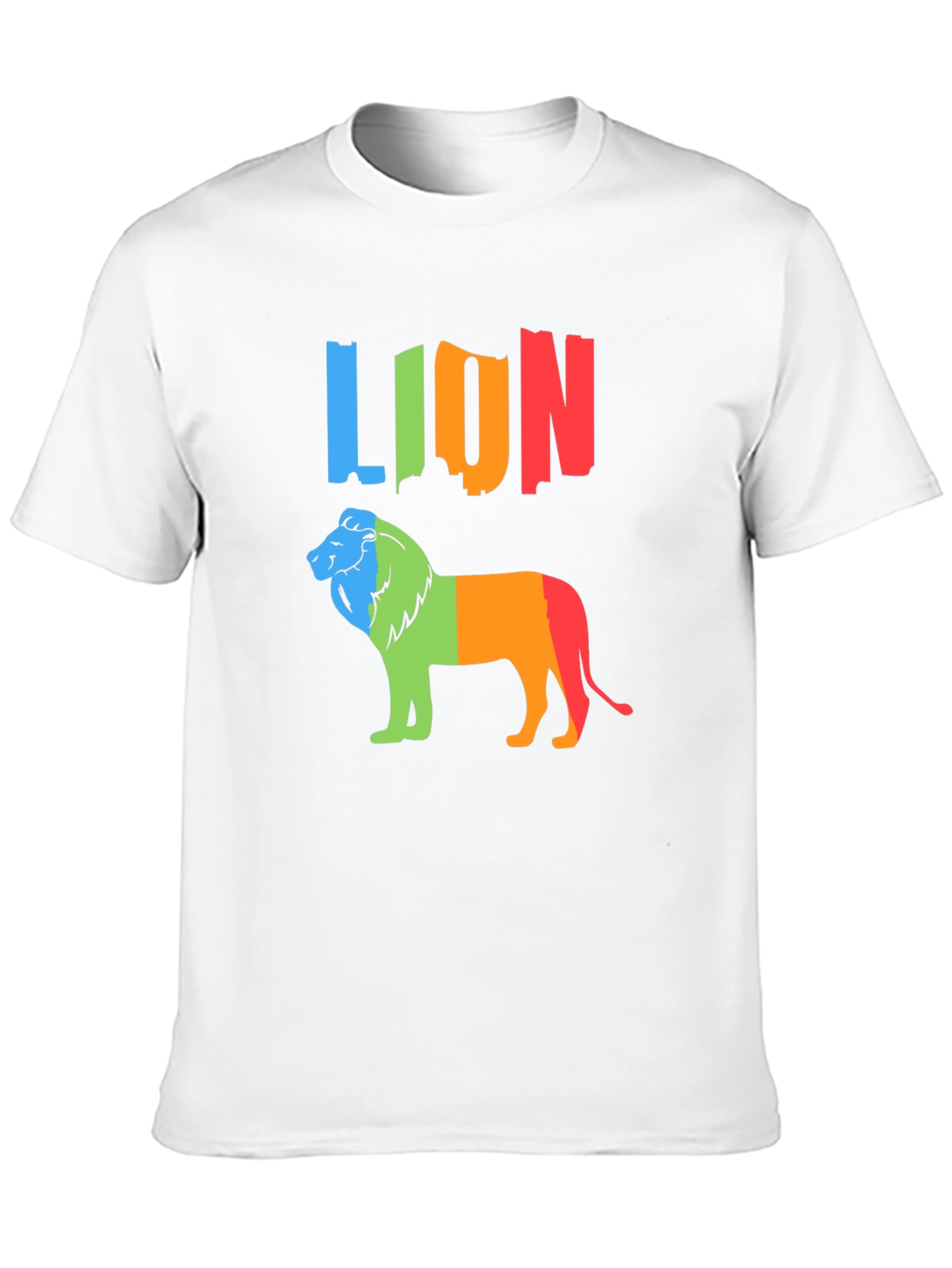 Black Colorful Lion Graphic Tee - Black Crewneck T-Shirt view 10