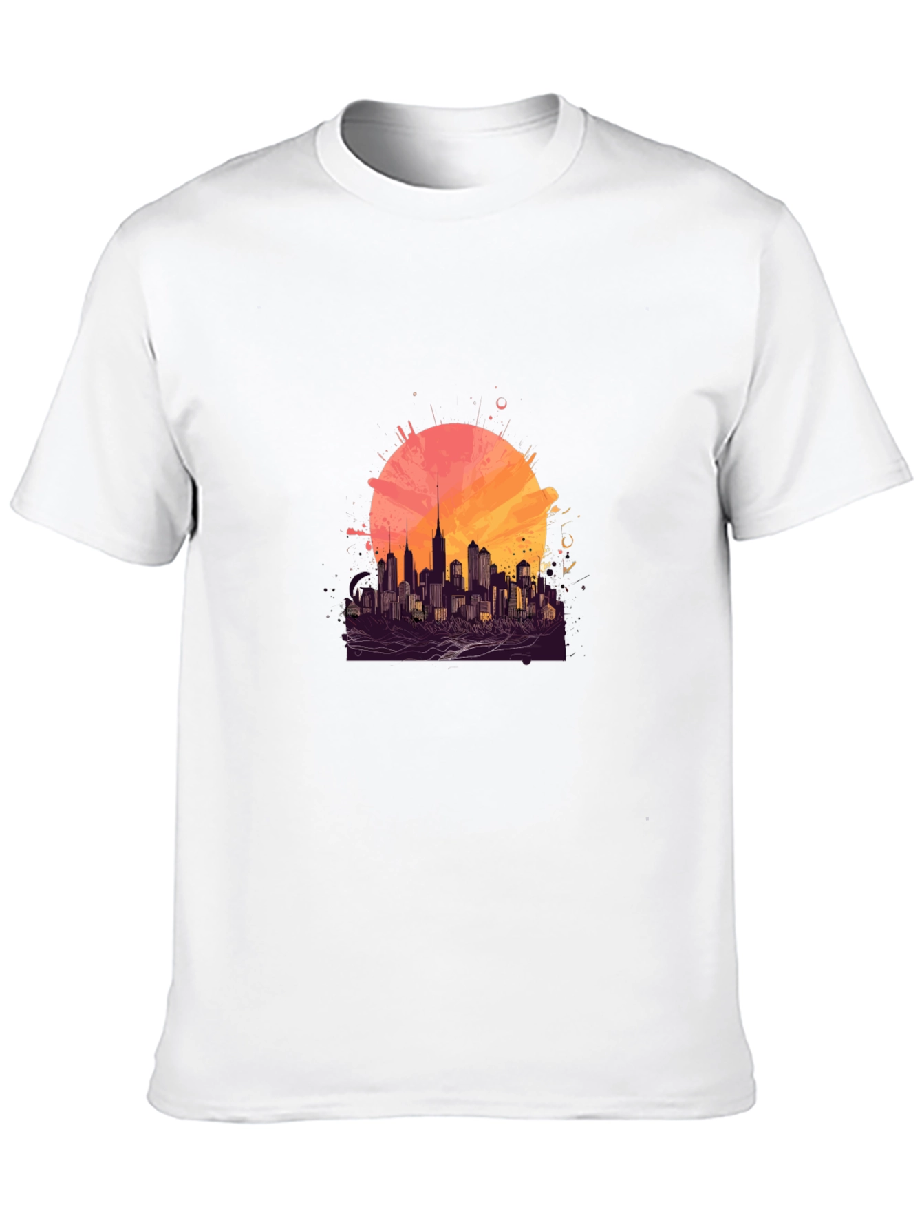 Black Urban Sunset Graphic Tee - Stylish Cityscape Design view 10