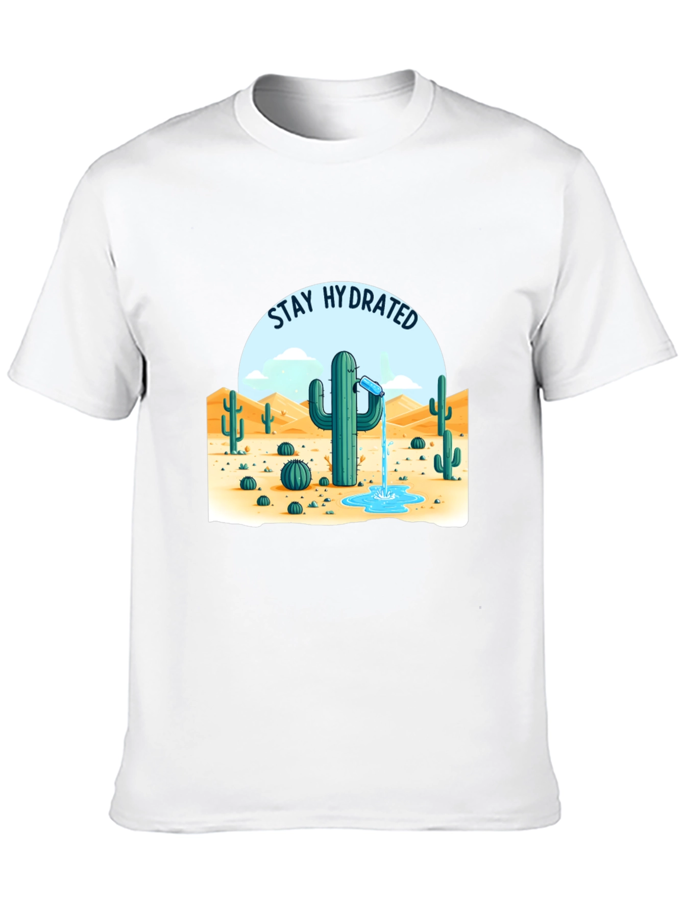Stay Hydrated Cactus T-Shirt - Black - 10