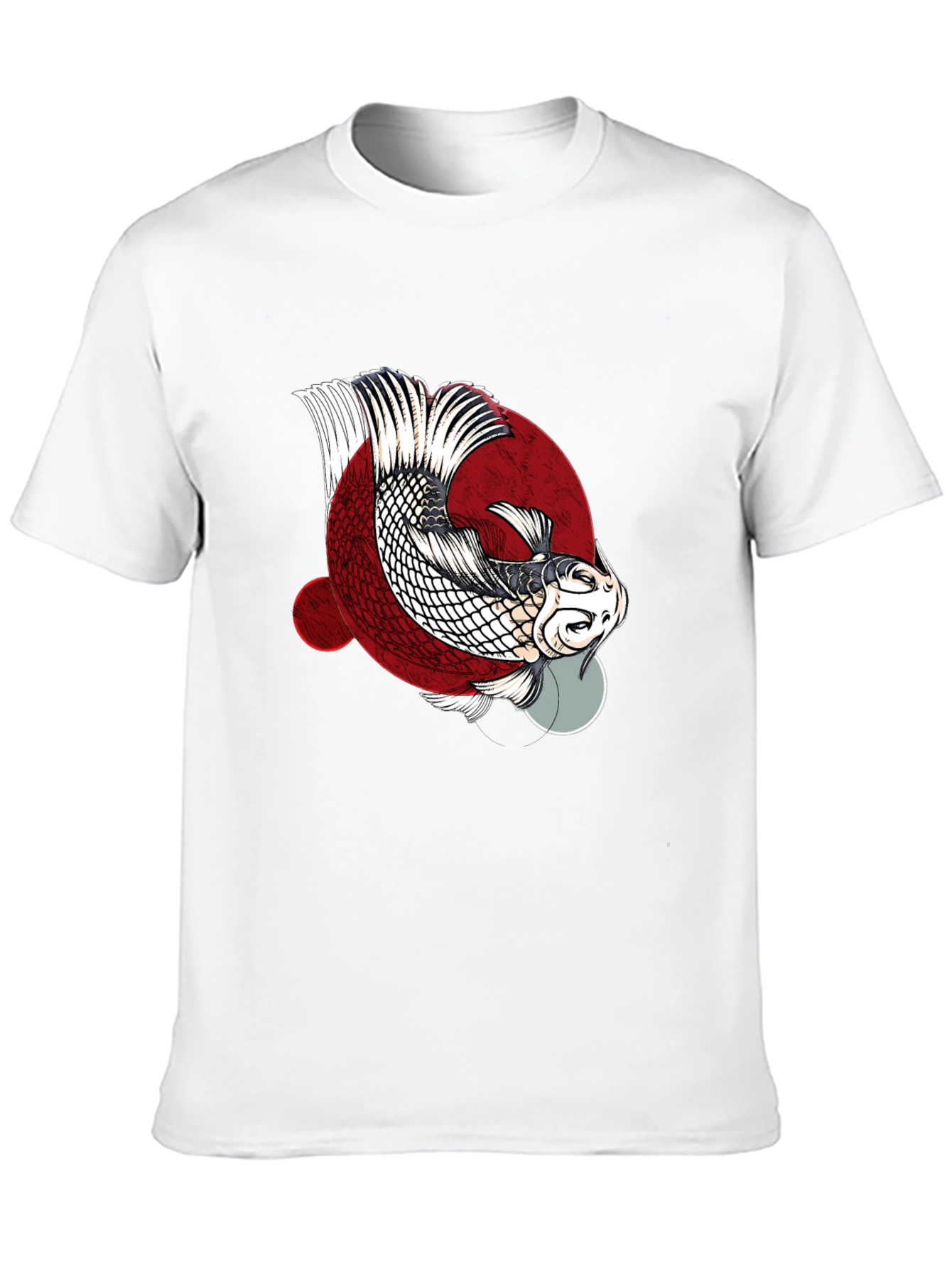 Black Koi Fish Graphic Print Crew Neck T-Shirt view 10