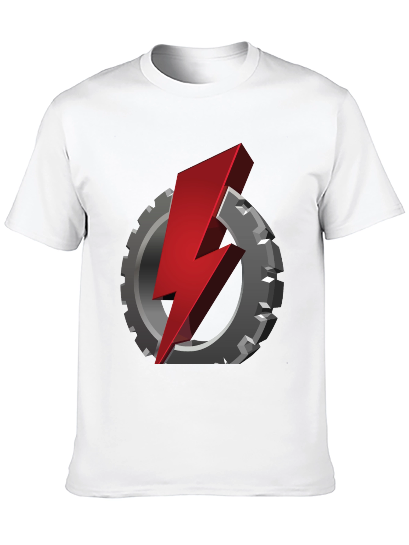 Black Gear & Lightning Bolt Graphic T-Shirt view 10