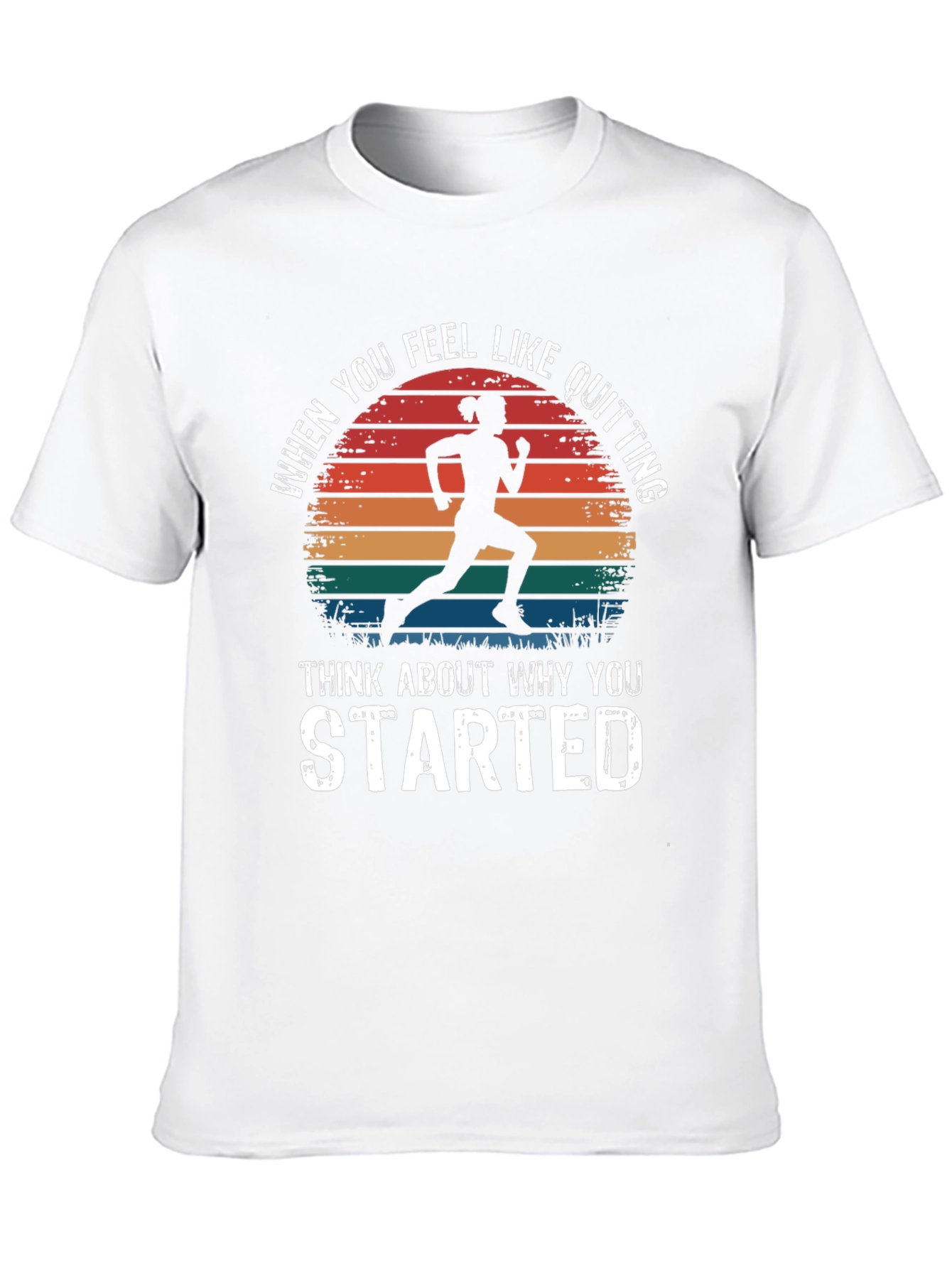 Black Motivational Runner T-Shirt - Never Quit Design view 10