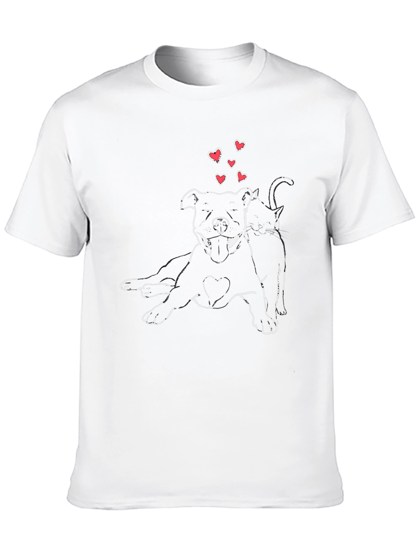 Black Dog and Cat Love T-Shirt - Unisex view 10