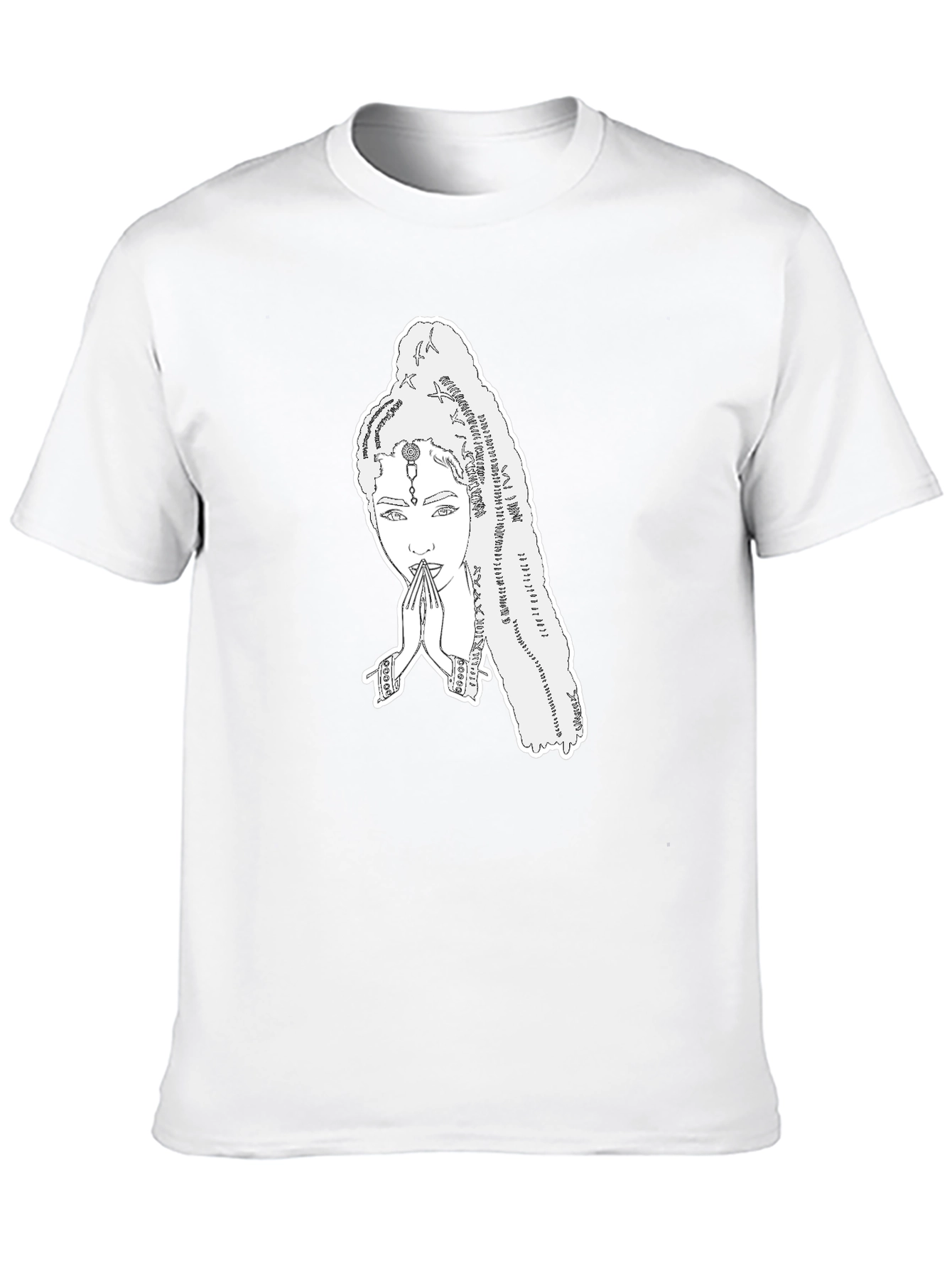 Black Elegant Graphic Tee - Woman Praying Design view 10