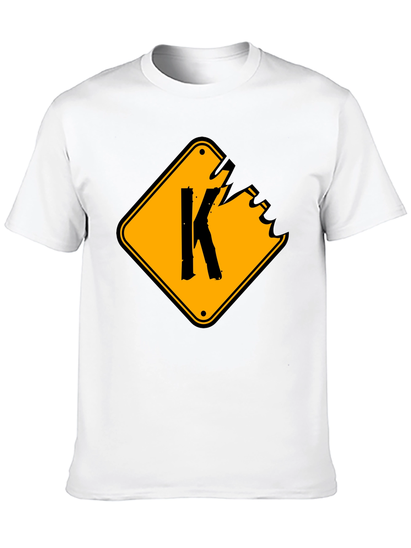 Black Men's Black Graphic T-Shirt with "K" Sign Design view 10