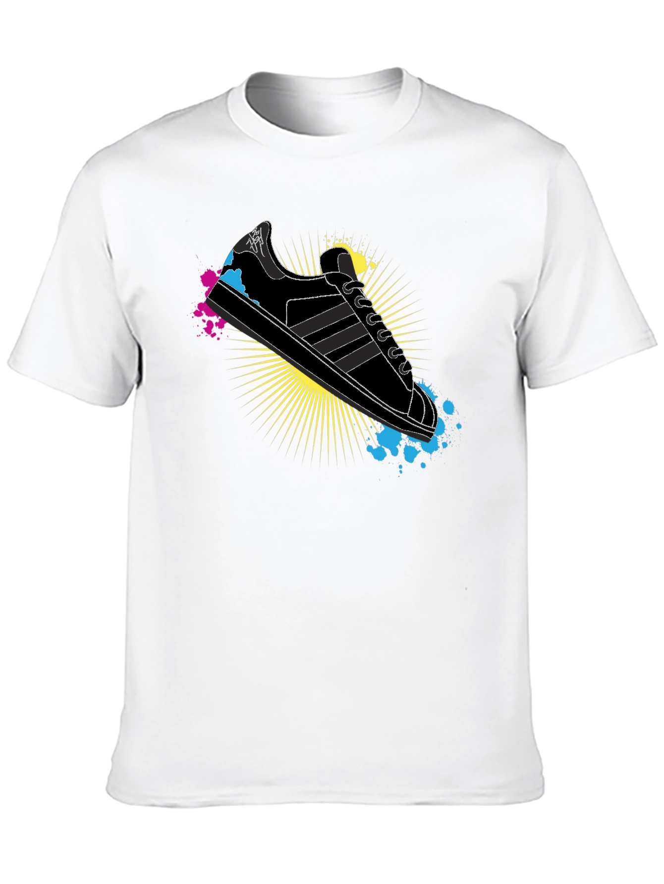 Black Stylish Graphic Print T-Shirt - Retro Sneaker Design view 10