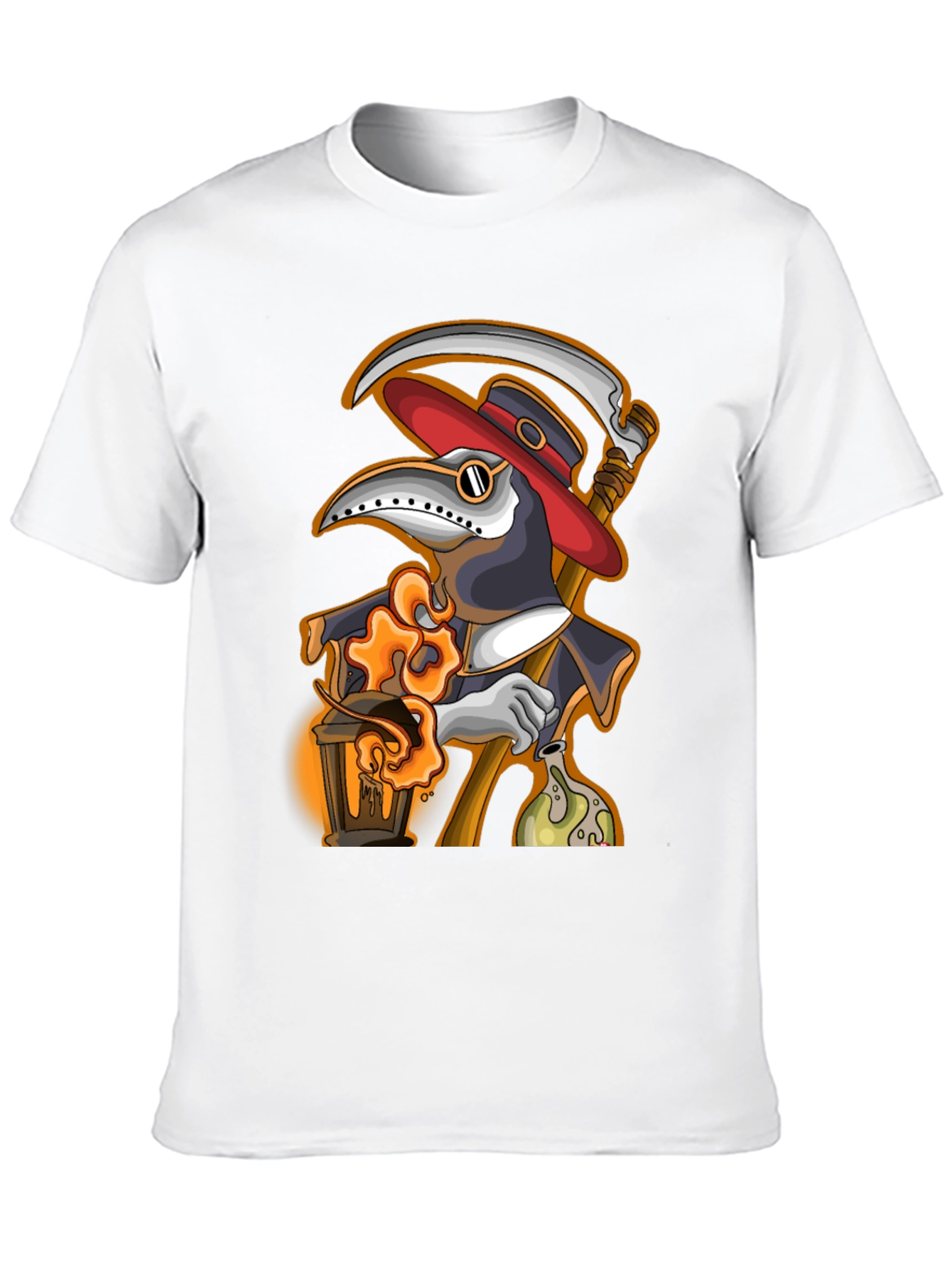 Black Plague Doctor Grim Reaper T-Shirt view 10