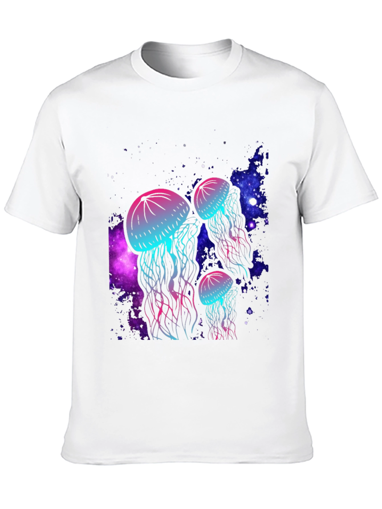 Black Neon Jellyfish Galaxy T-Shirt view 10