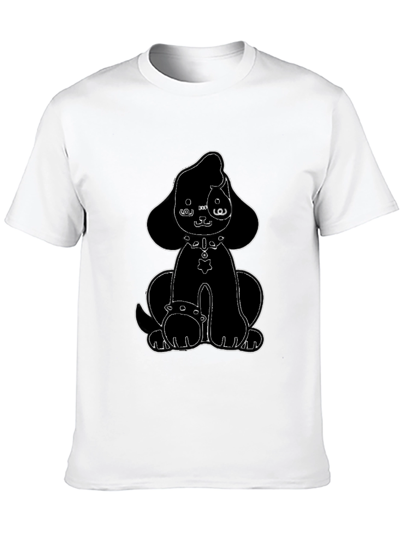 Black Cute Cartoon Dog Graphic Tee - Black view 10