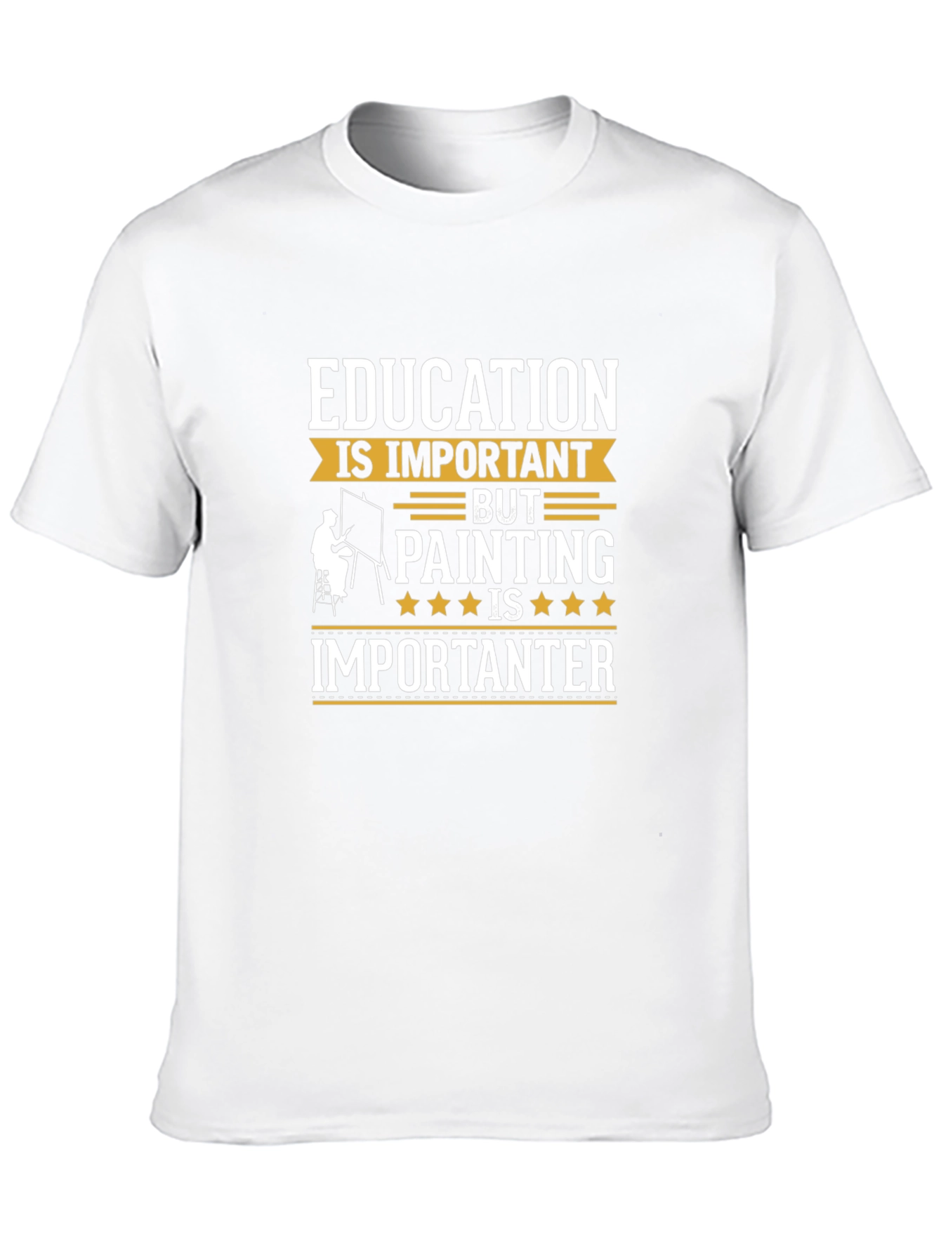 Black Education vs Painting Funny Graphic Tee view 10