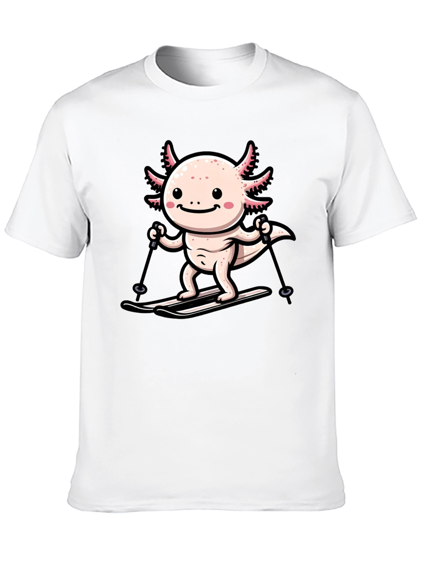 Black Axolotl Skiing Graphic Tee - Black view 10