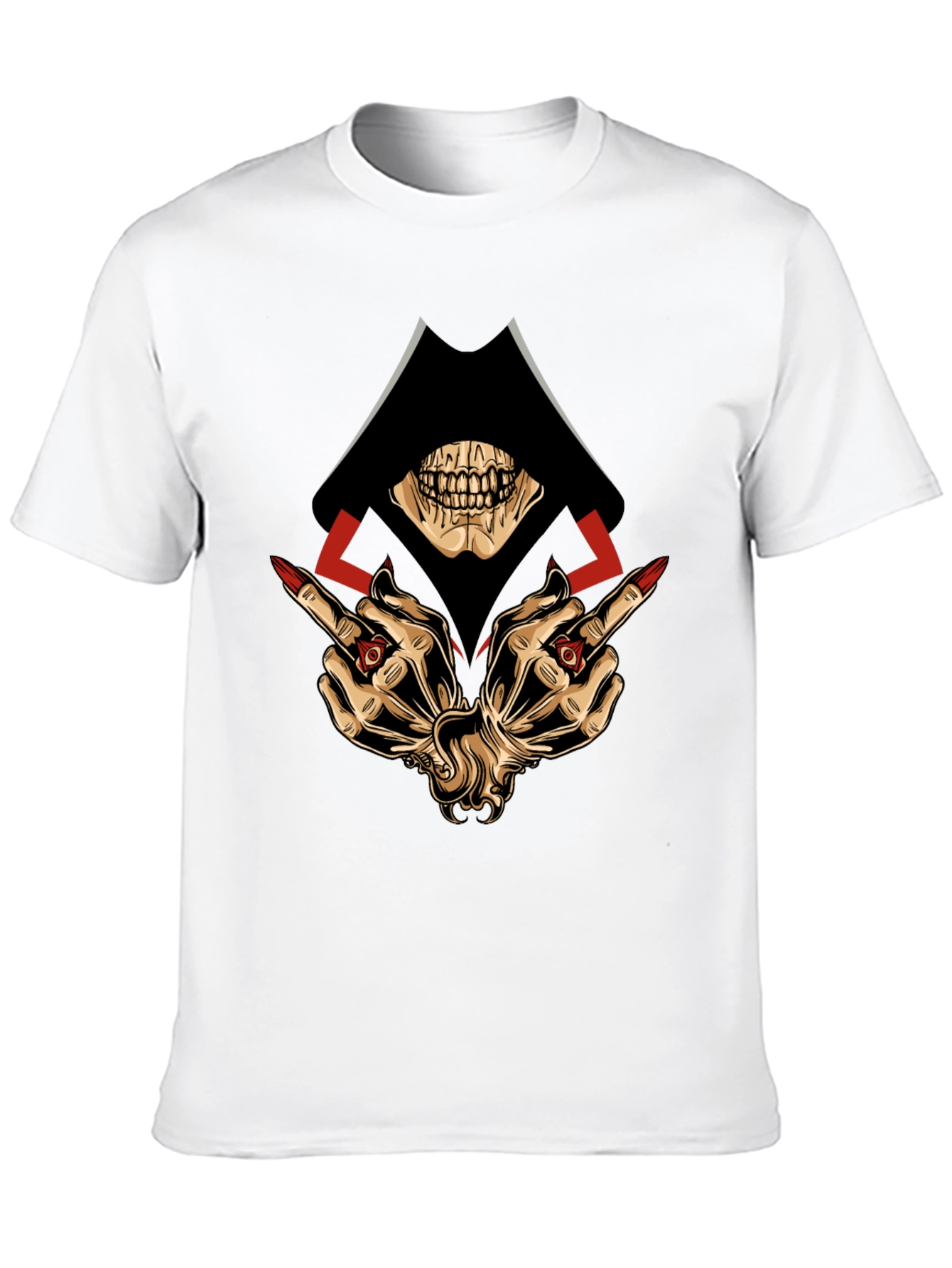 Black Grim Reaper Middle Finger Graphic T-Shirt view 10