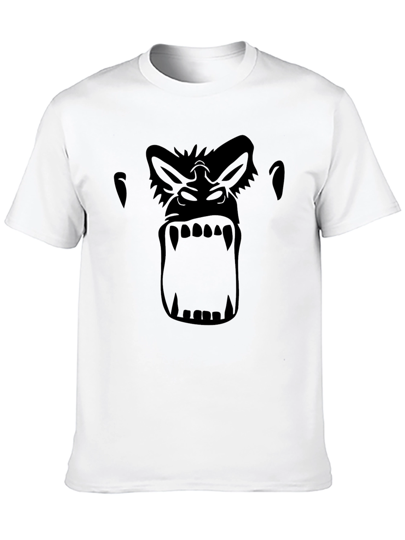 Black Gorilla Face Graphic Tee - Black Crew Neck T-Shirt view 10