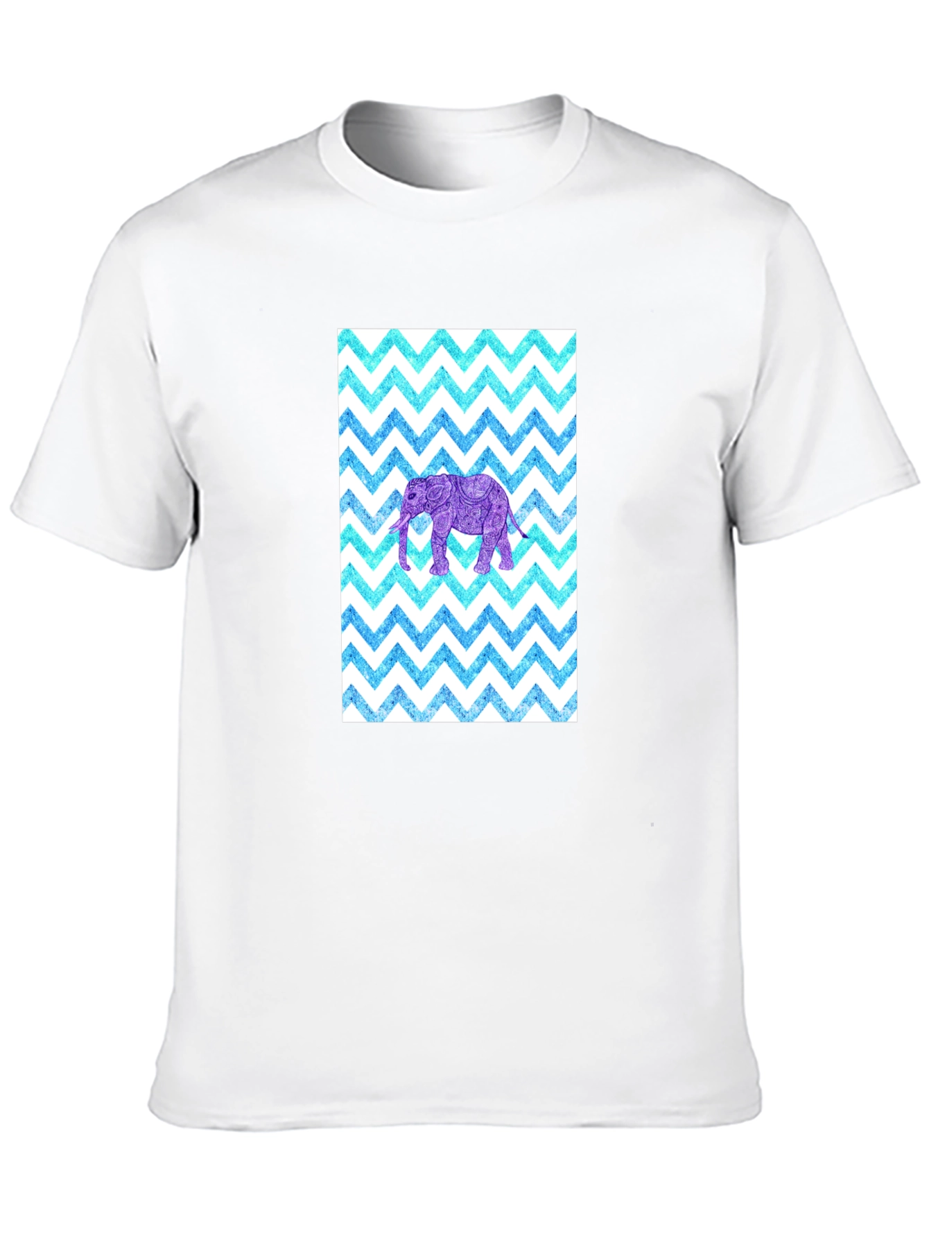 Black Elephant Zigzag Pattern T-Shirt view 10