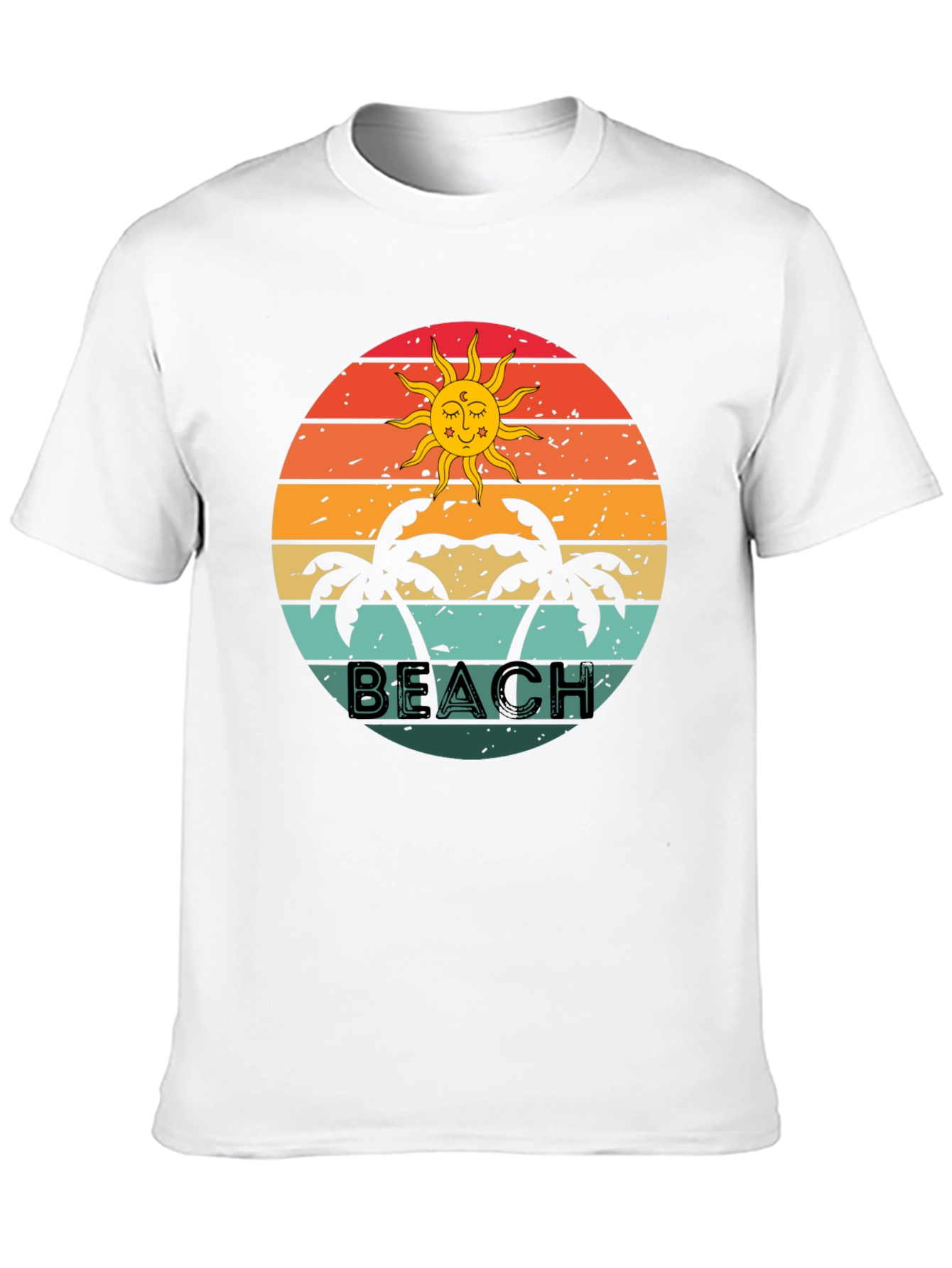 Black Retro Beach Graphic Tee - Palm Tree Sunset T-Shirt view 10