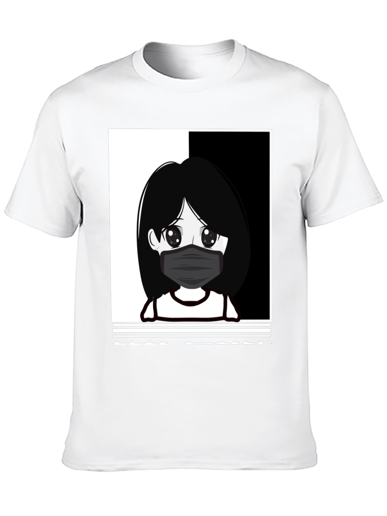 Black Anime Girl Masked Black T-Shirt view 10