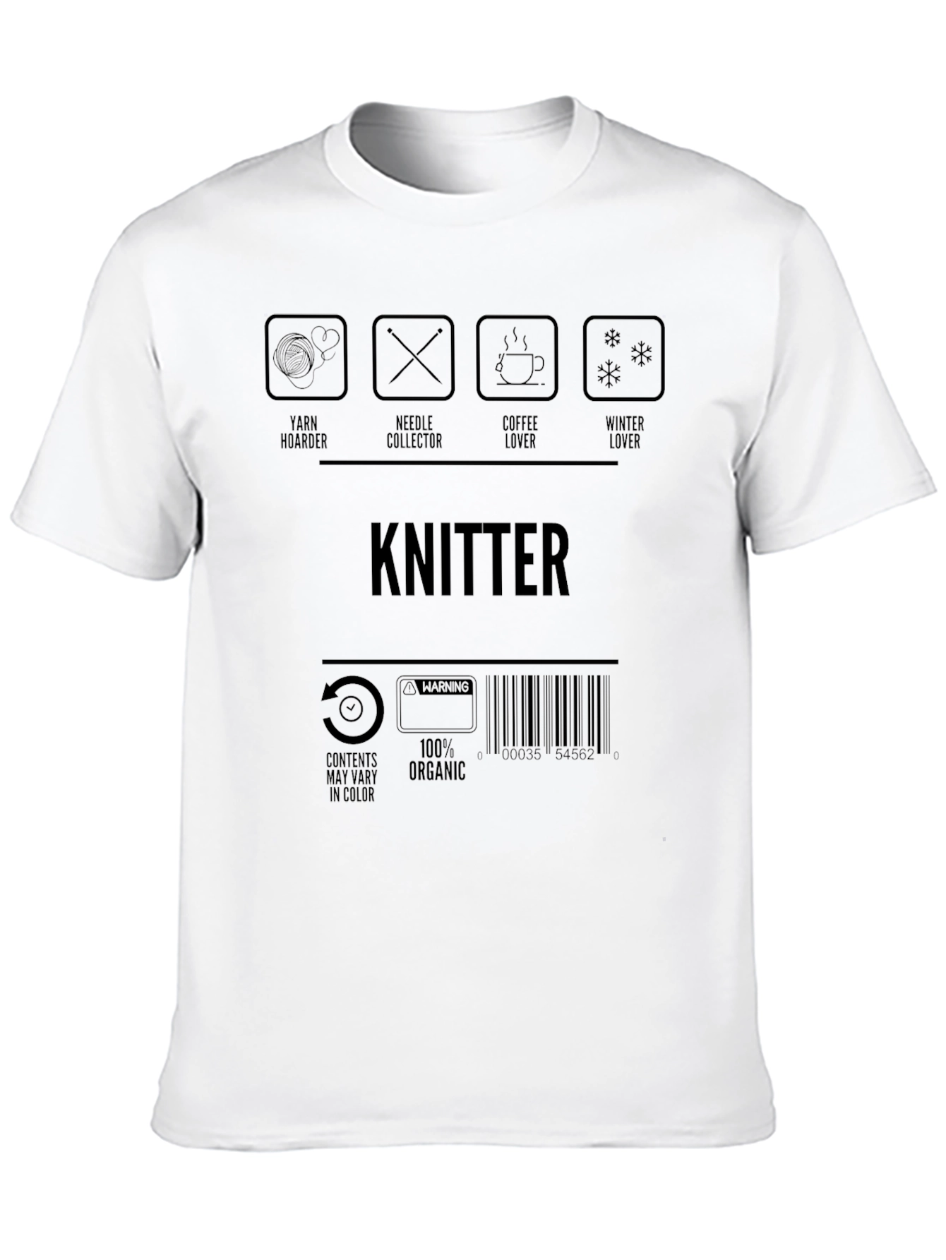 Black Knitter T-Shirt - Yarn, Needles, Coffee, Winter Lover view 10