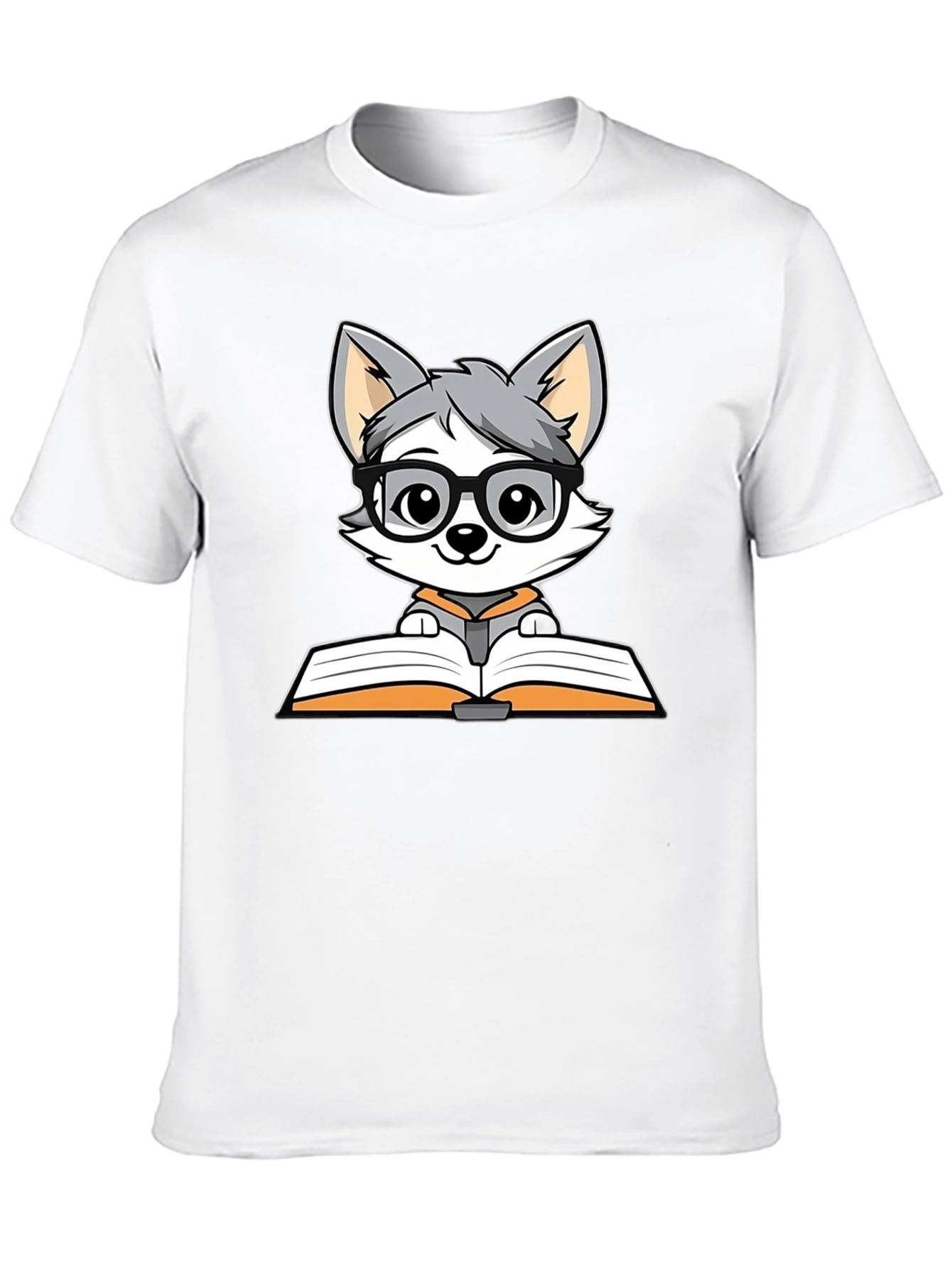 Bookworm Wolf T-Shirt - Cute Cartoon Design - 10