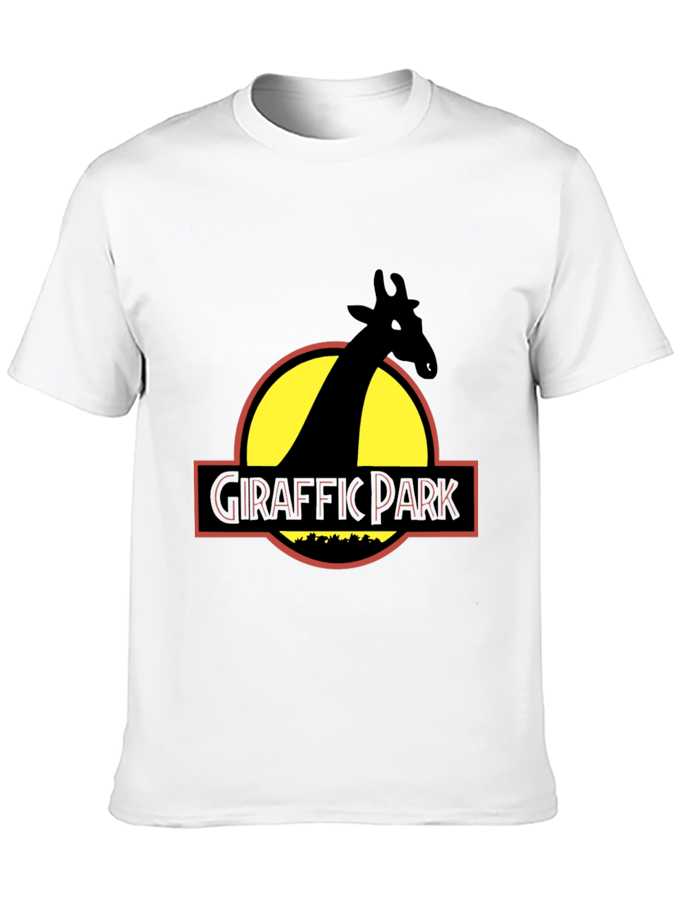 Black Giraffe Park Graphic Tee - Jurassic Humor T-Shirt view 10