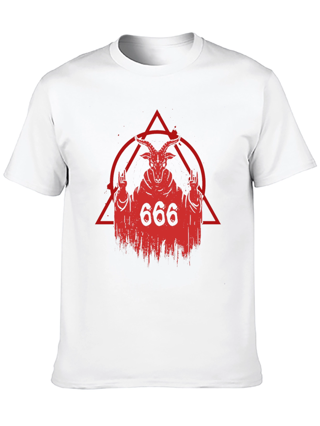 Black Occult Goat Head Graphic Print T-Shirt view 10