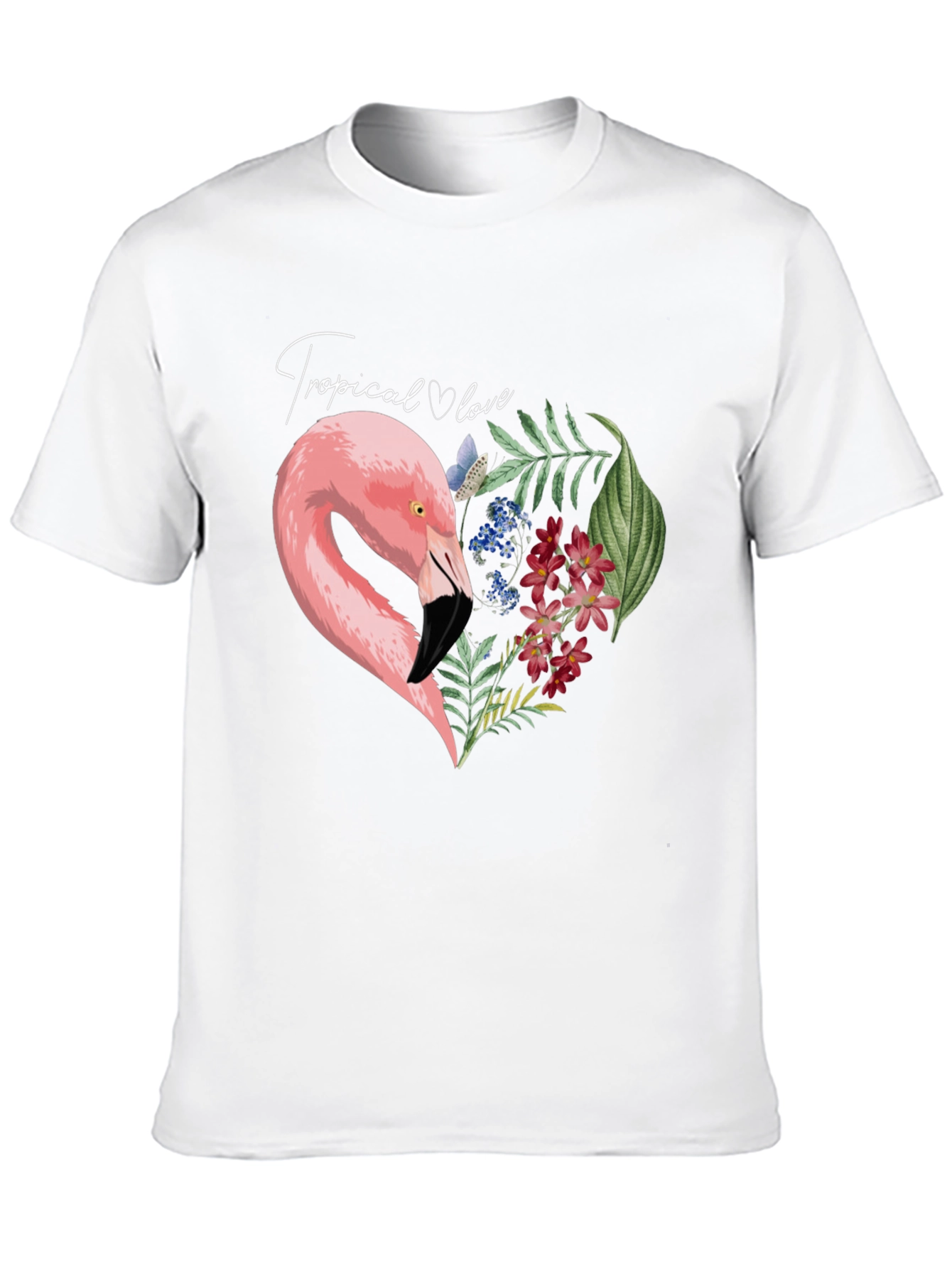 Black Tropical Flamingo Heart Graphic Tee - Black view 10
