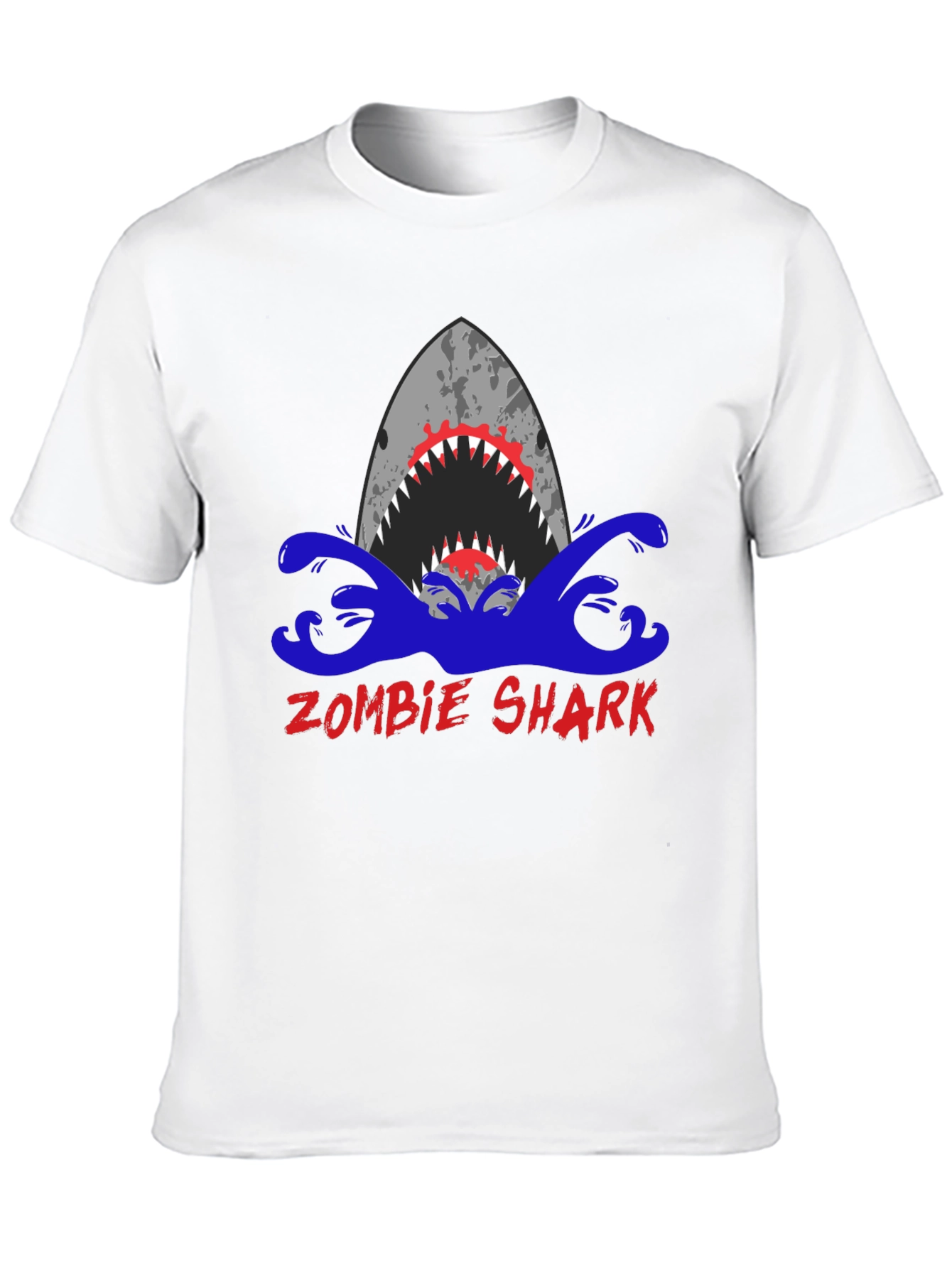 Black Zombie Shark Graphic Tee - Men's Black T-Shirt view 10