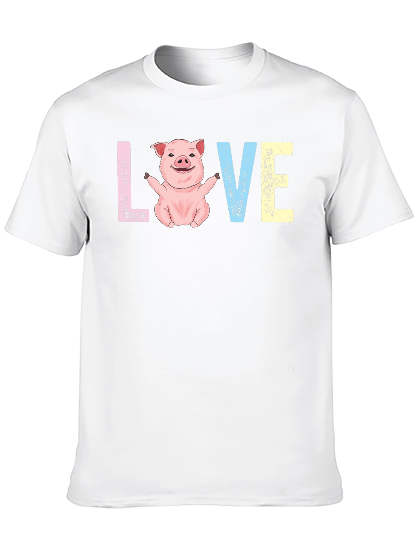 Black Cute Pig LOVE Graphic T-Shirt - Unisex Crew Neck view 10