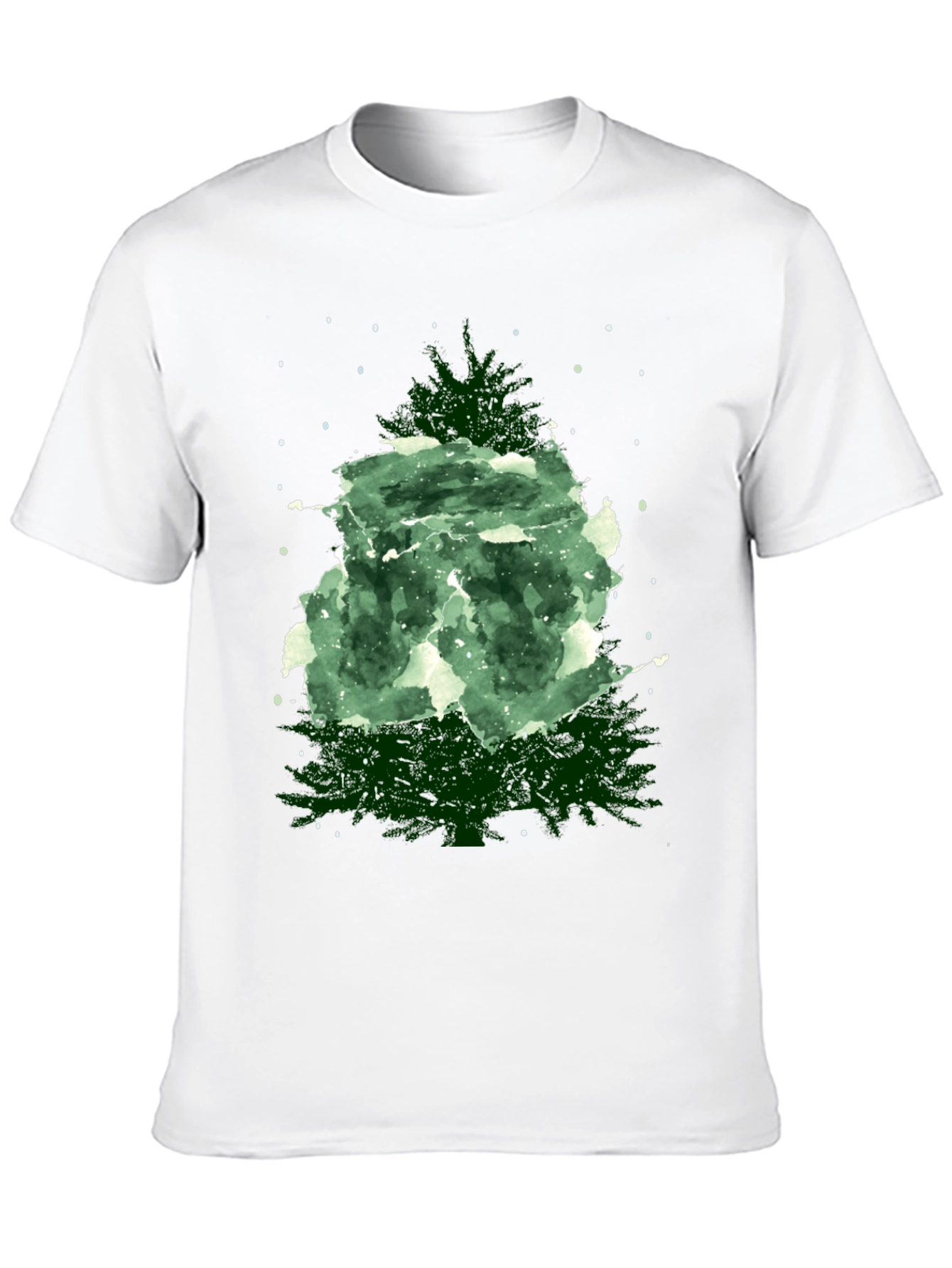 Black Watercolor Christmas Tree Graphic Tee view 10