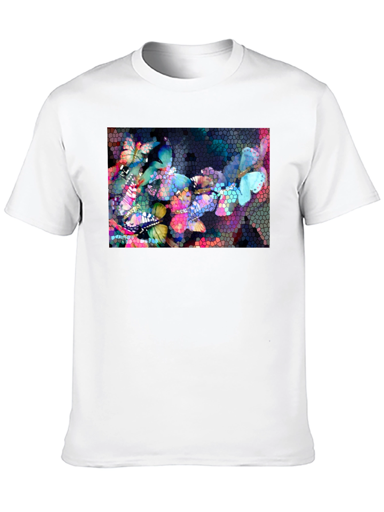 Black Butterfly Mosaic Graphic Tee - Stylish Black T-Shirt view 10