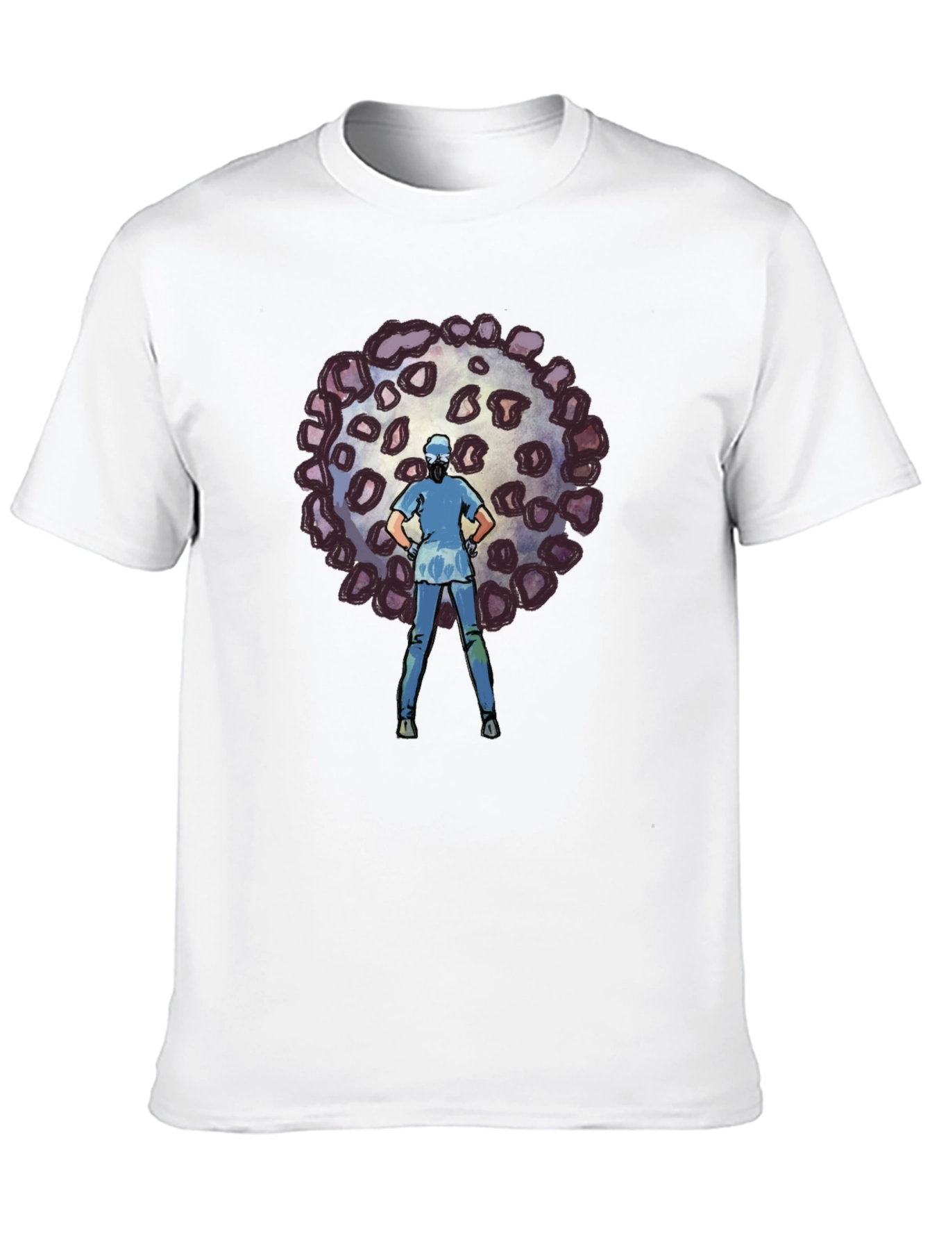 Black Heroic Nurse vs Virus Graphic Tee - Black Cotton T-Shirt view 10