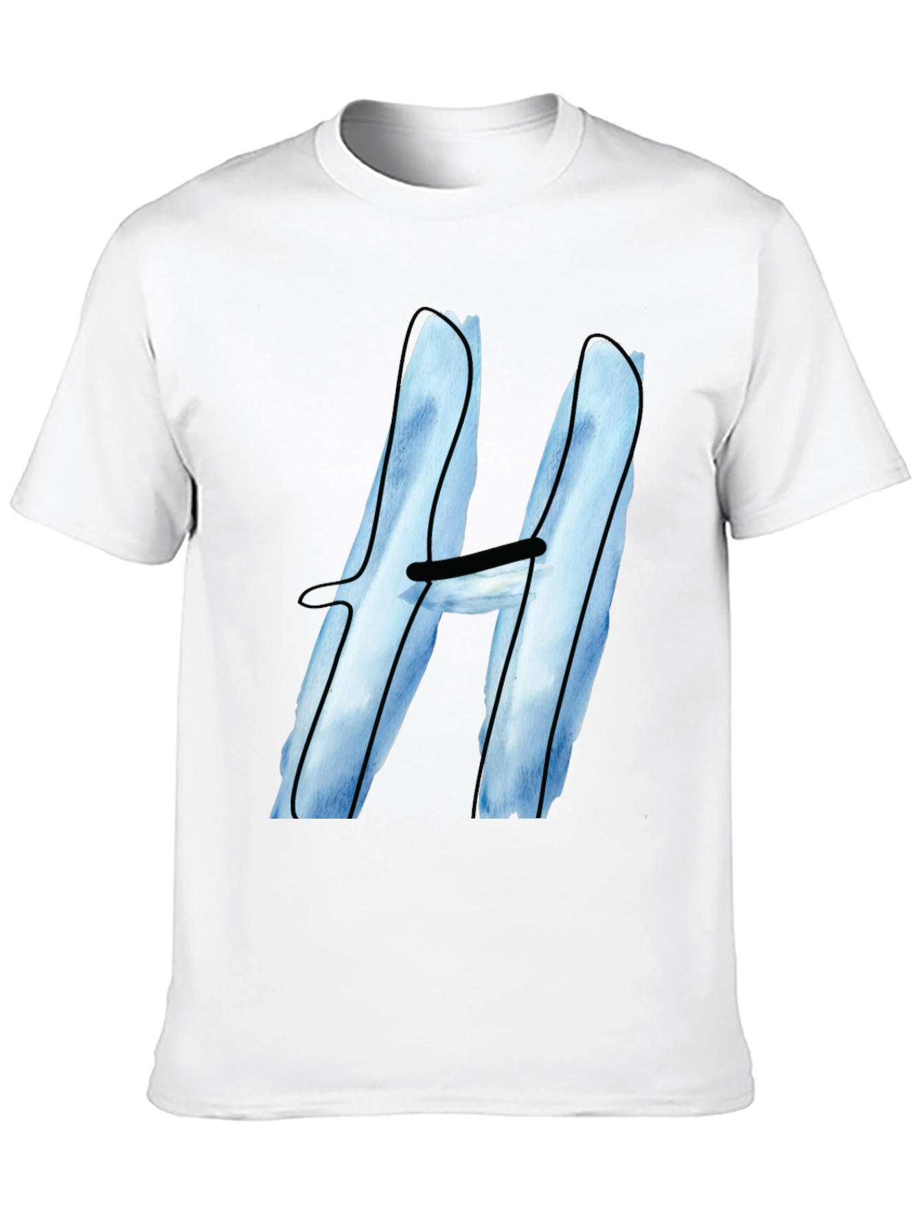 Black Cool Blue H Graphic Tee - Black Cotton Blend view 10