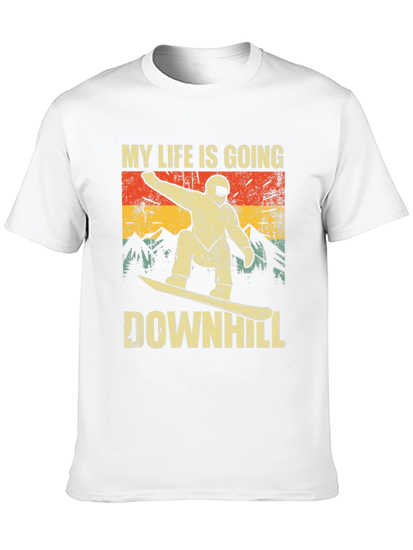 Black My Life is Going Downhill Snowboarder T-Shirt view 10