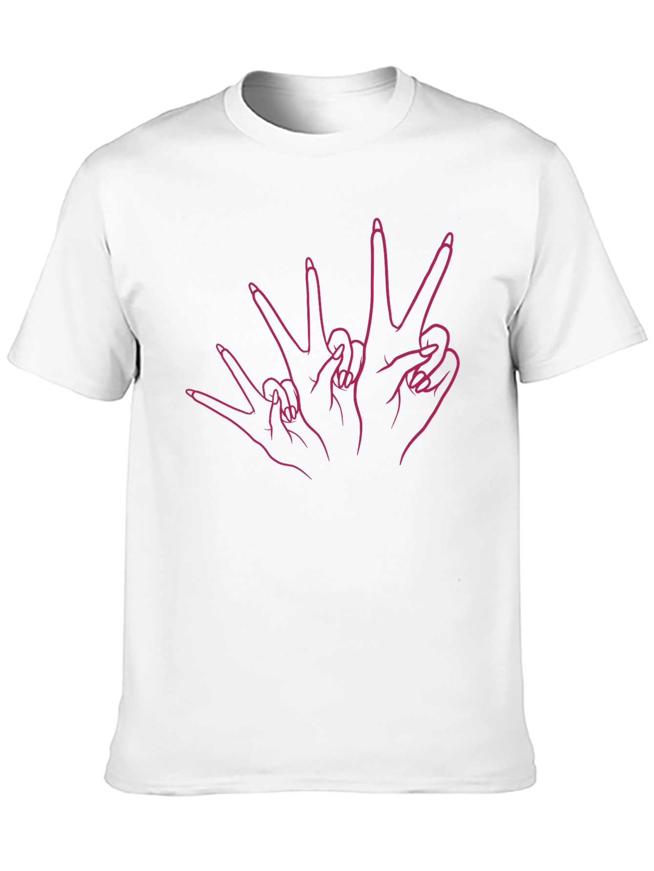 Black Peace Sign Hands Graphic Black T-Shirt view 10