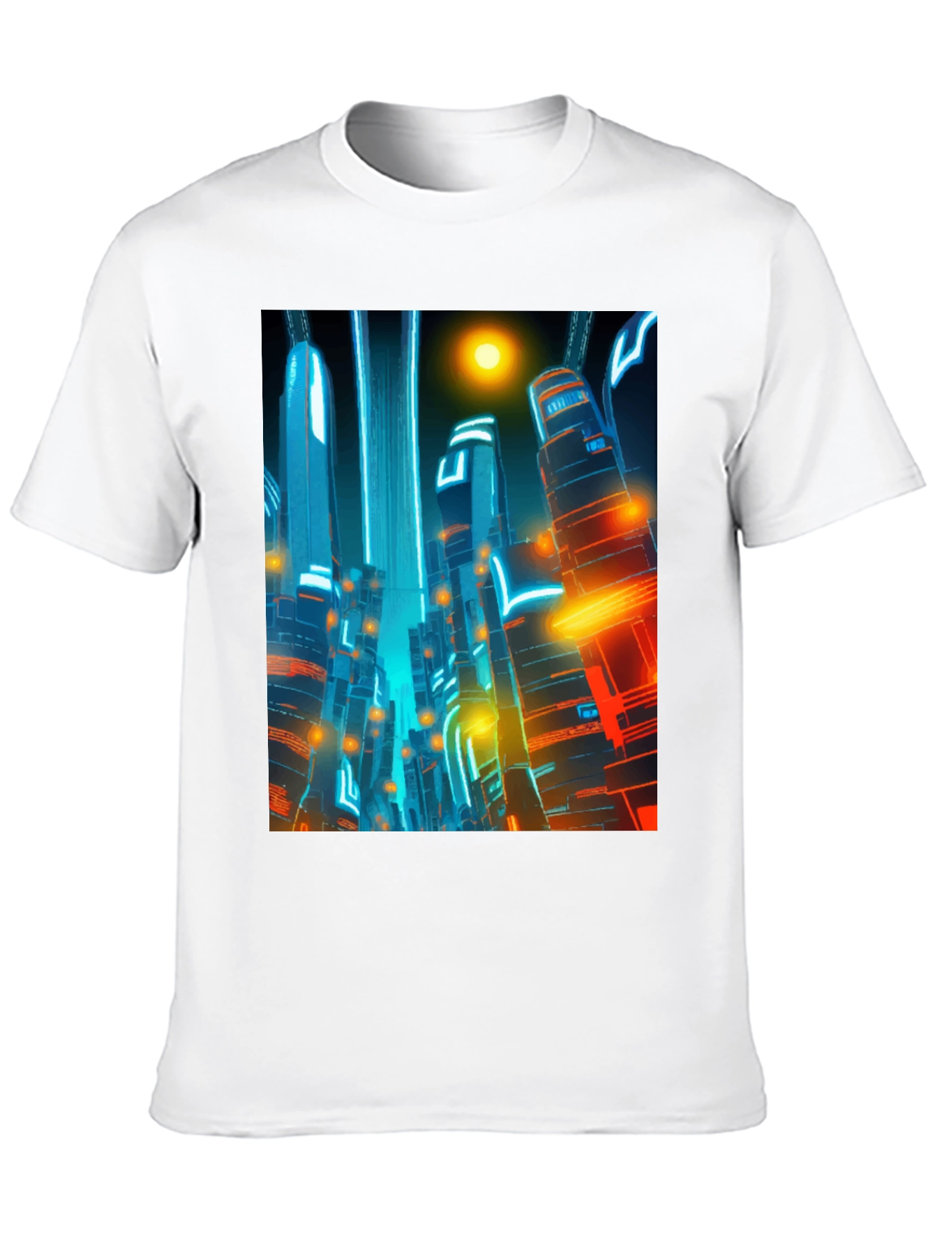 Black Futuristic Cityscape Graphic Tee - Cyberpunk Style Shirt view 10